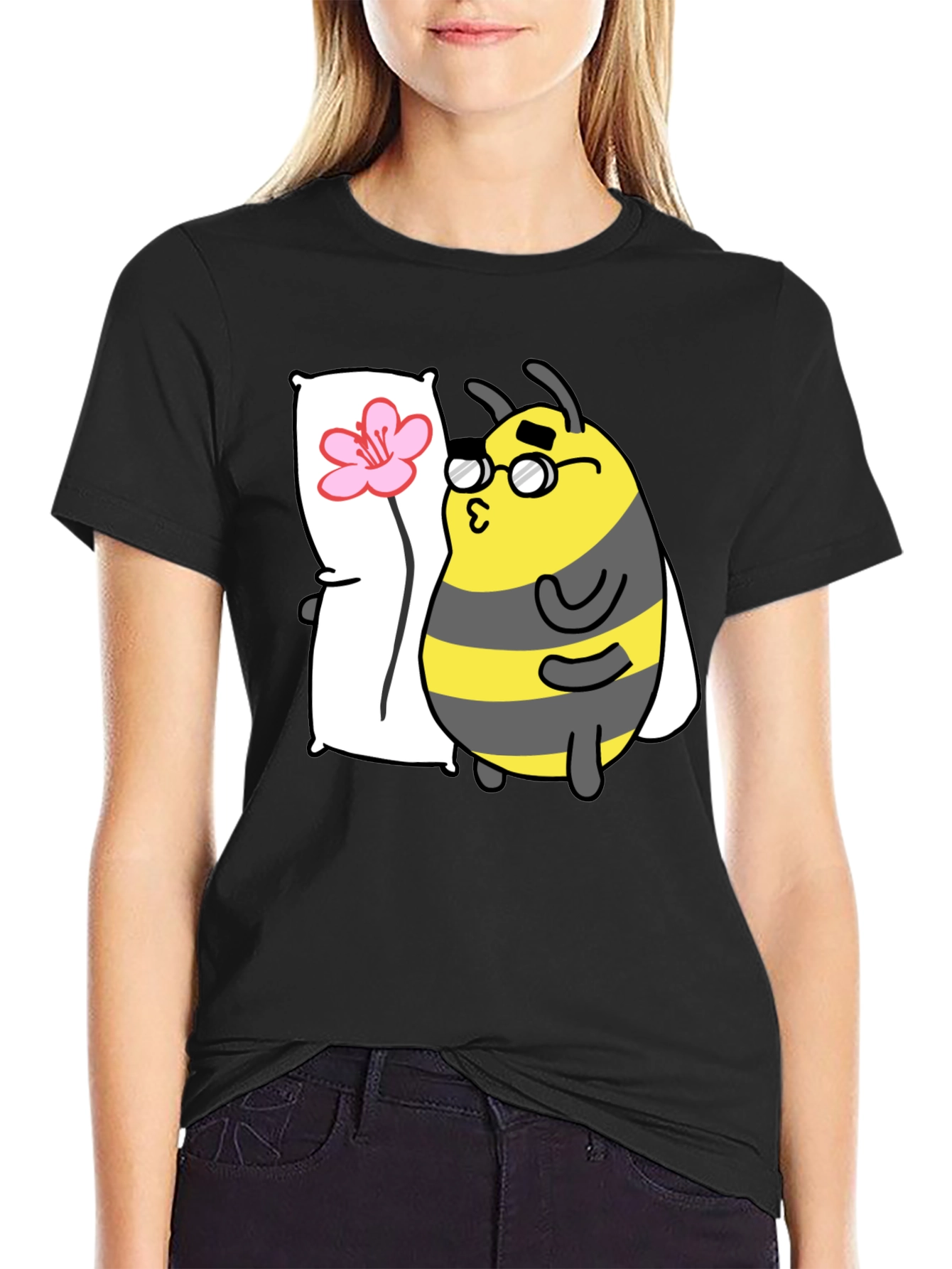 Black Bee with Pillow T-Shirt view 2