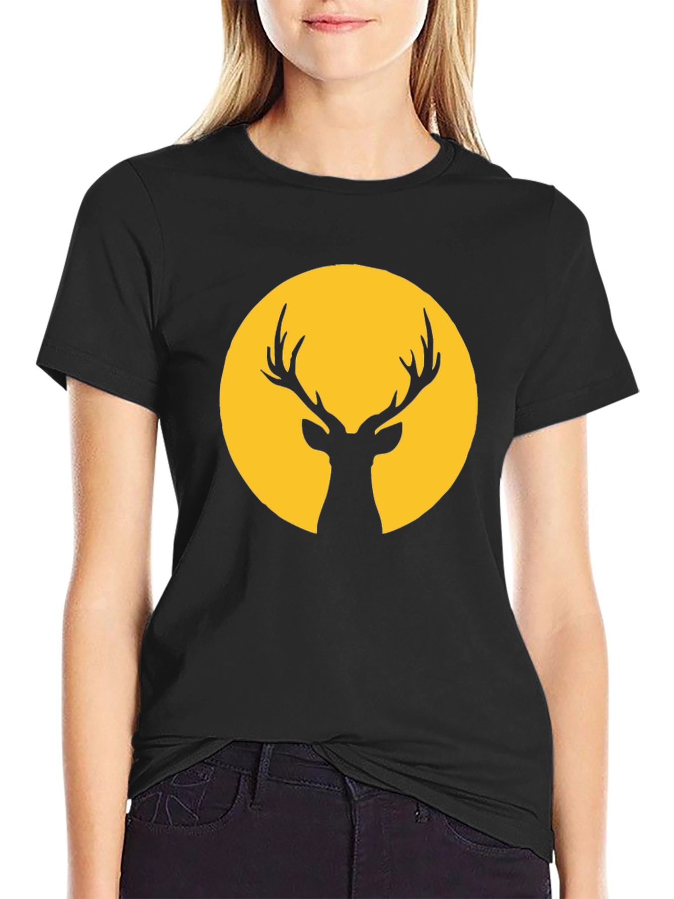 Black Deer Silhouette Graphic Tee view 2