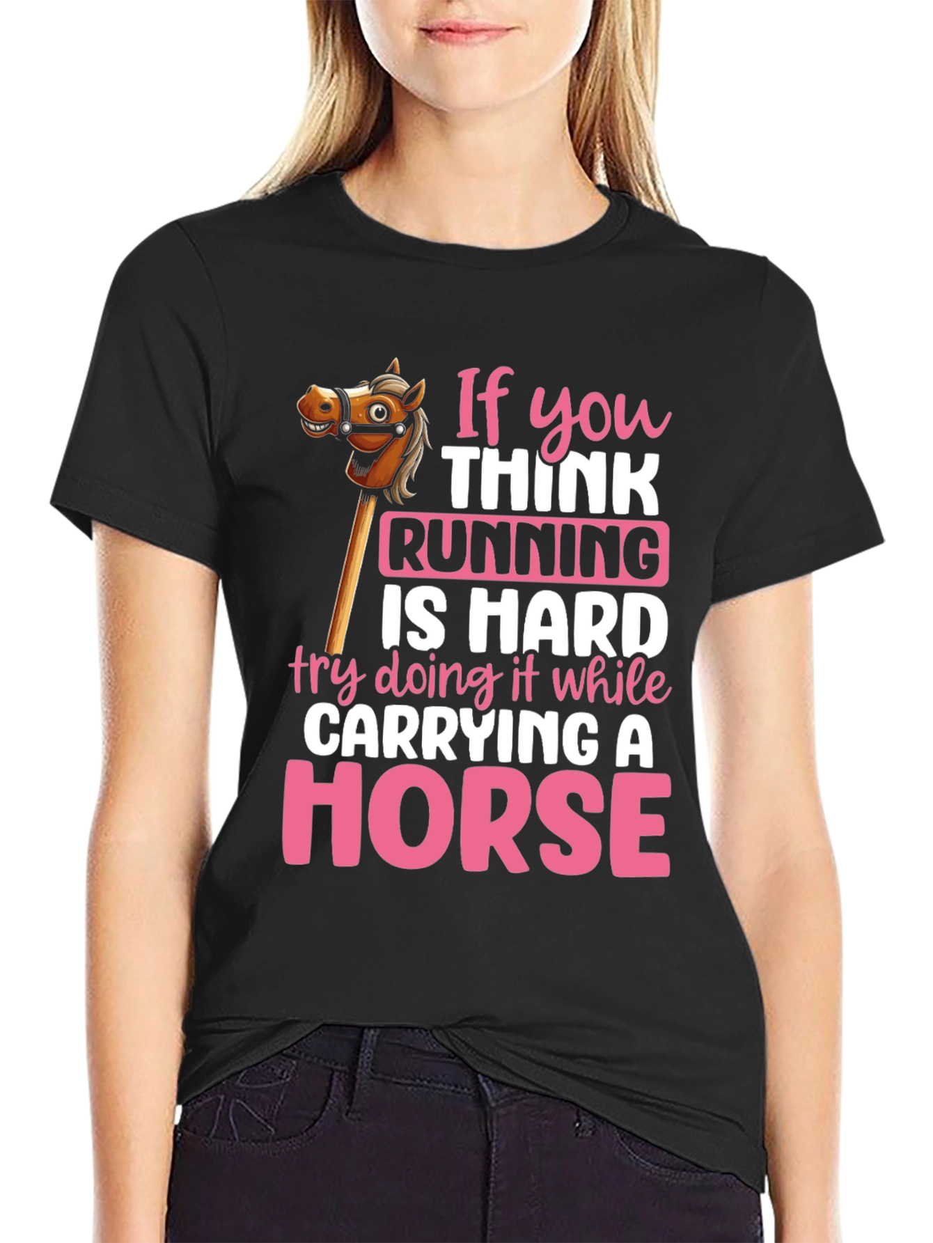 Black Running Is Hard Horse T-Shirt view 2