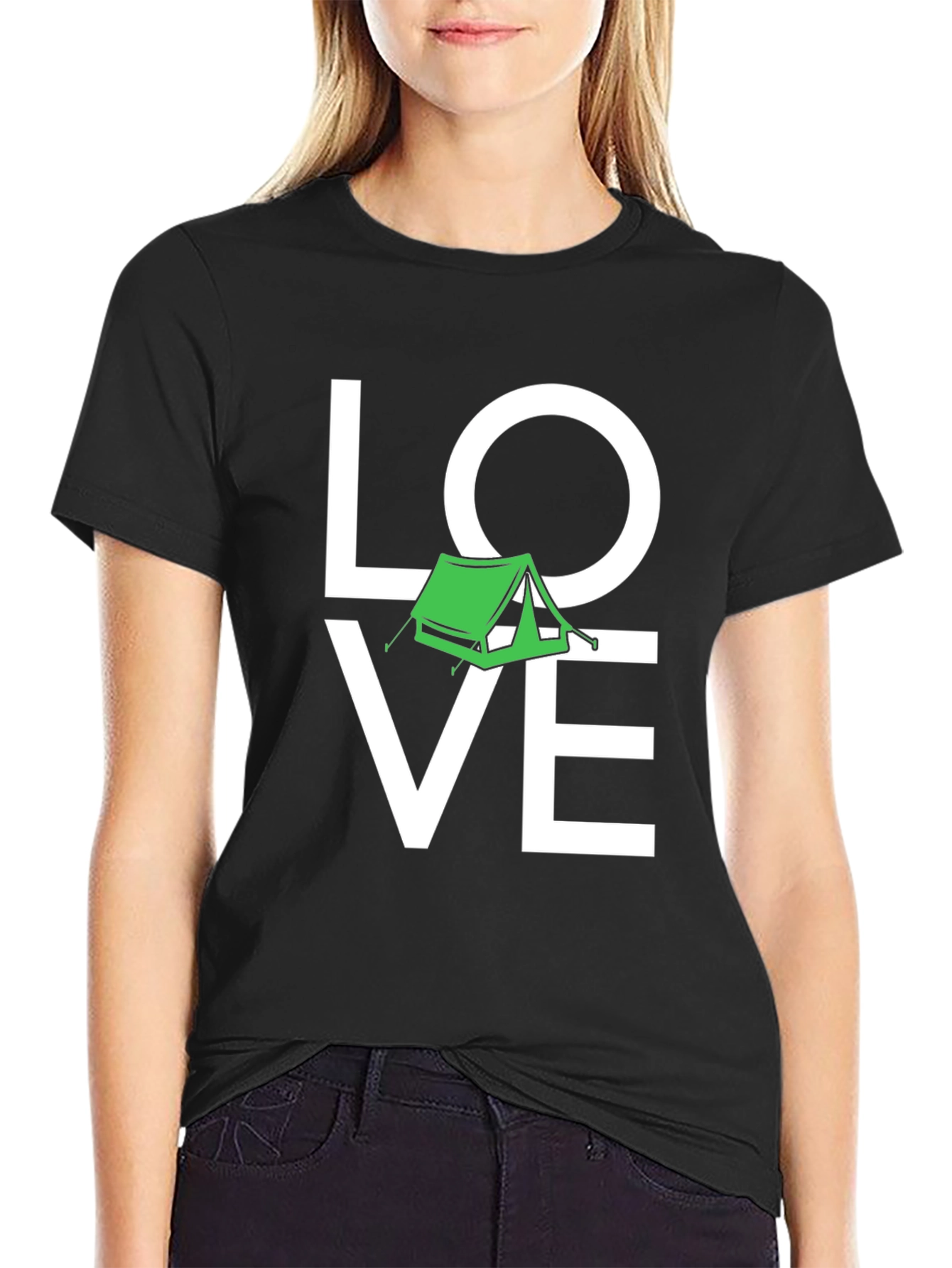 Black Love Camping Black Graphic T-Shirt view 2