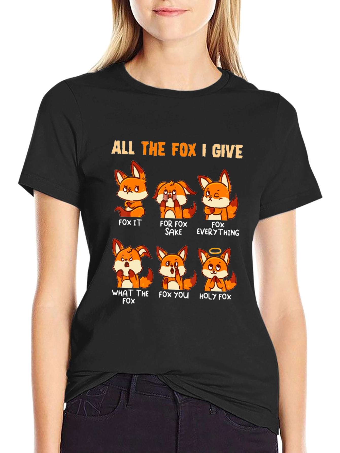 Black All the Fox I Give T-Shirt view 2