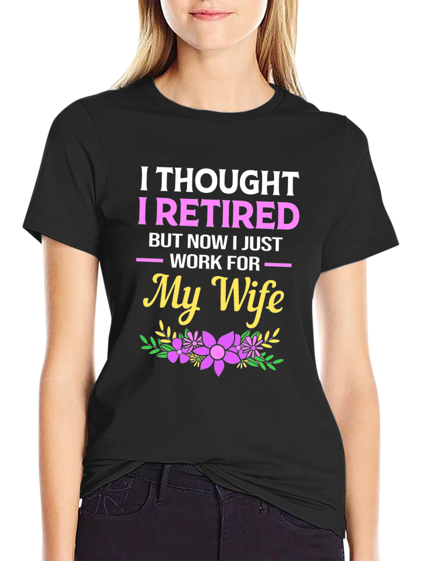 Black Retired Funny Graphic T-Shirt view 2