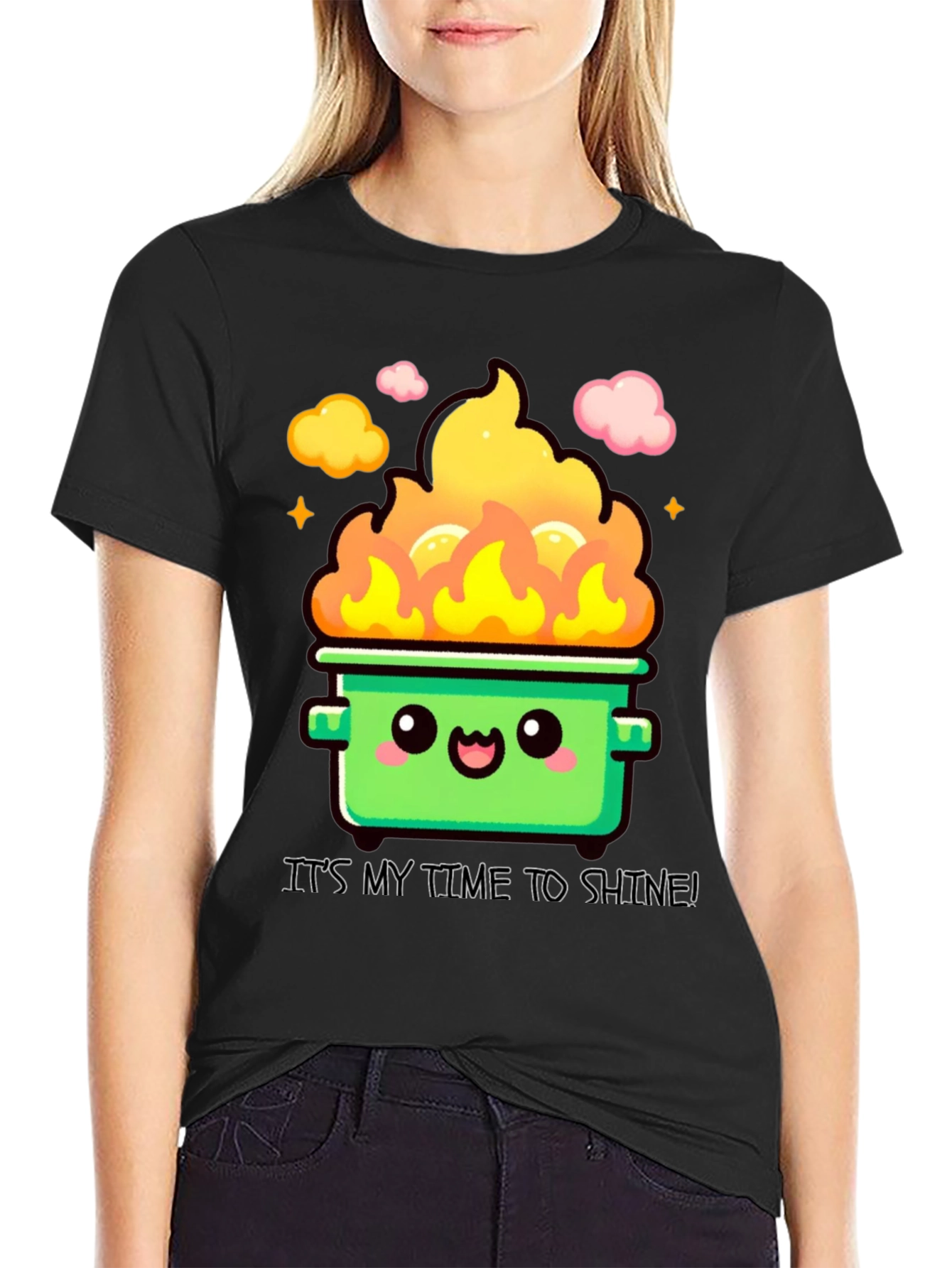 Black Dumpster Fire Time to Shine T-Shirt view 2