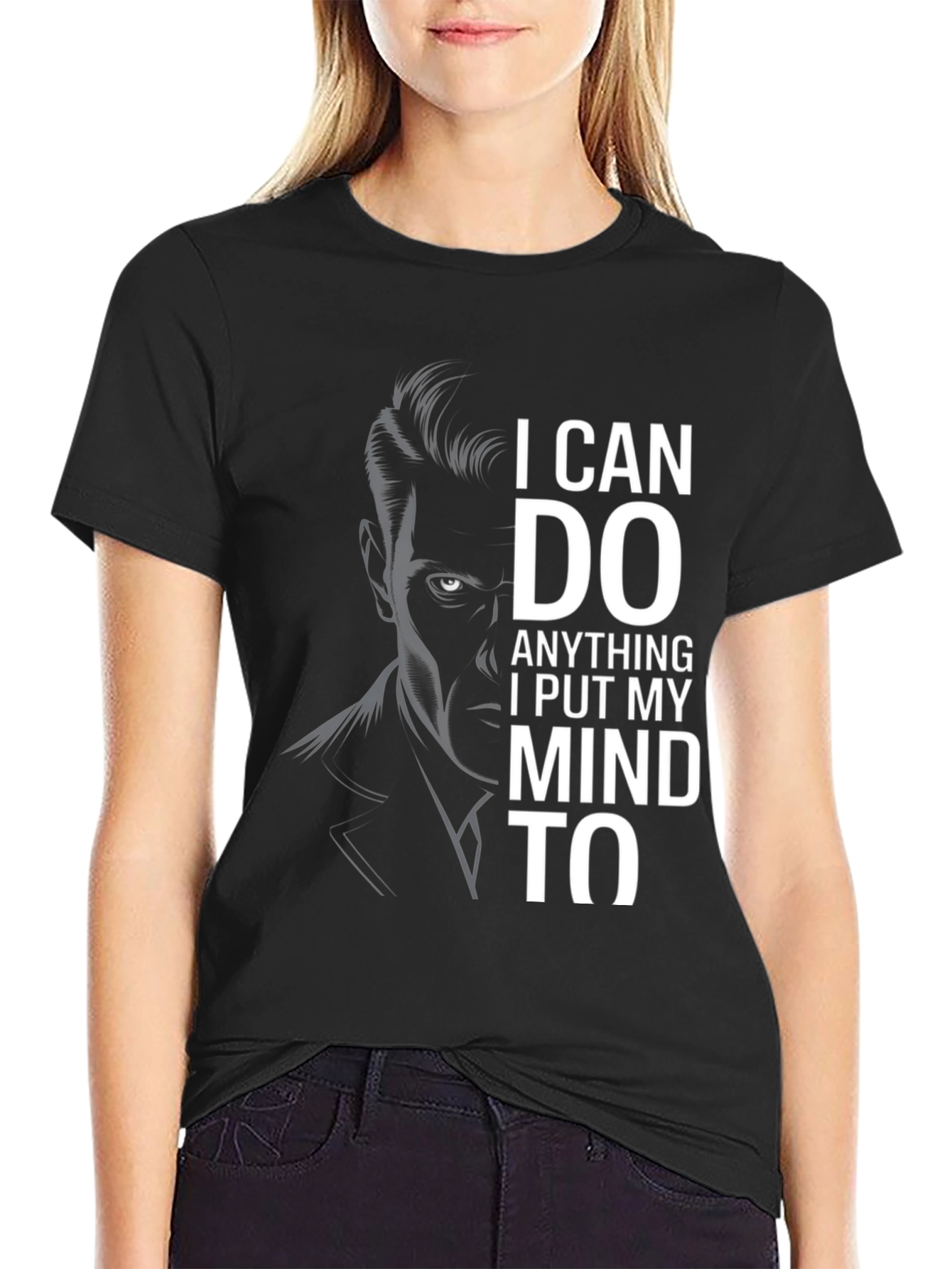 Black I Can Do Anything T-Shirt - Black Graphic Tee view 2