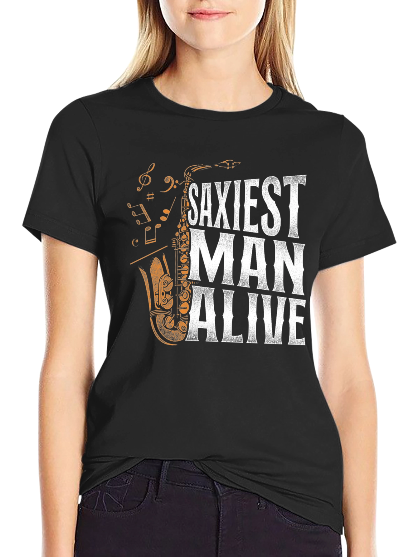 Black Saxiest Man Alive Graphic T-Shirt - Black view 2