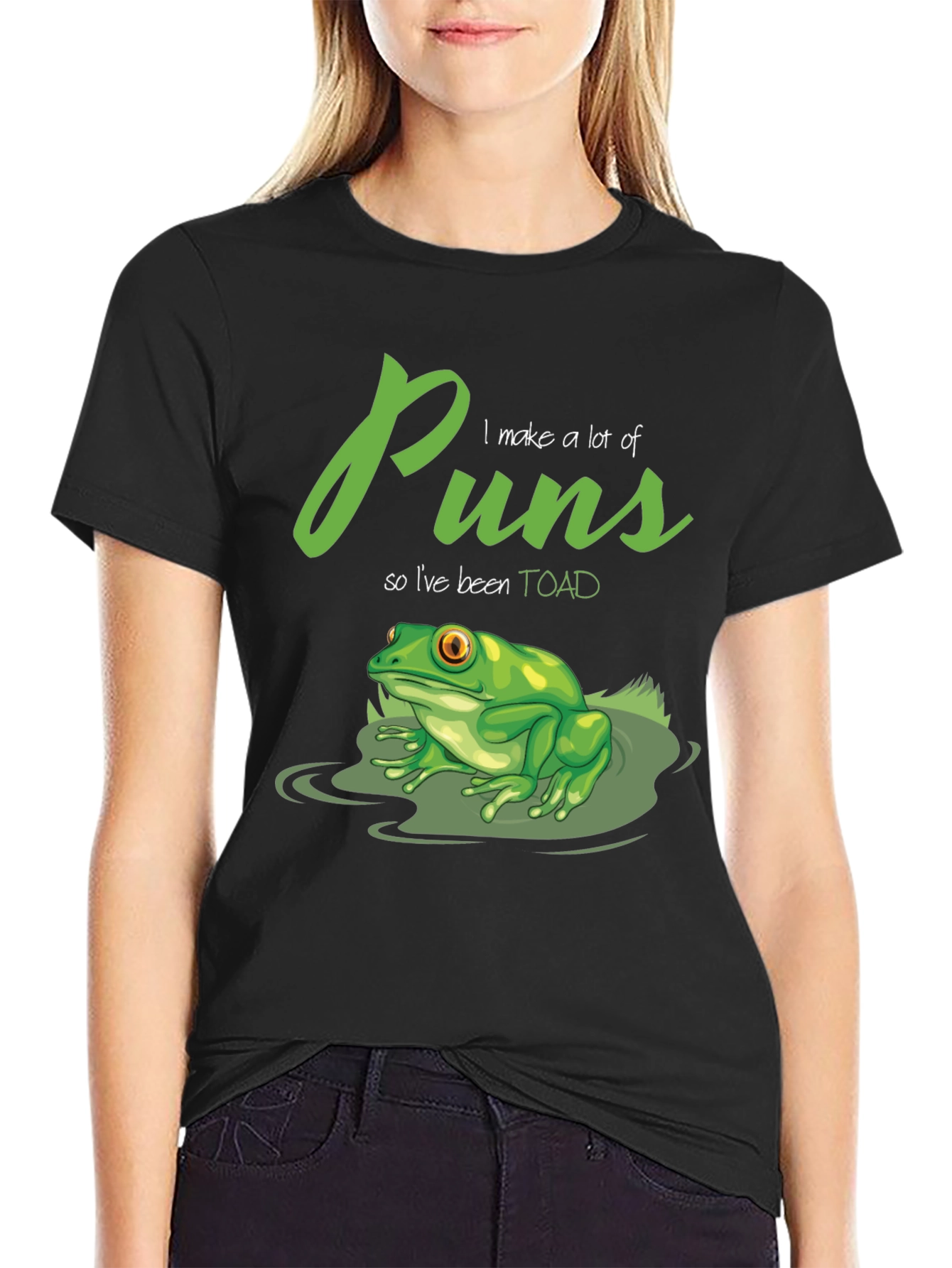 Black Punny Toad T-Shirt - I Make a Lot of Puns view 2