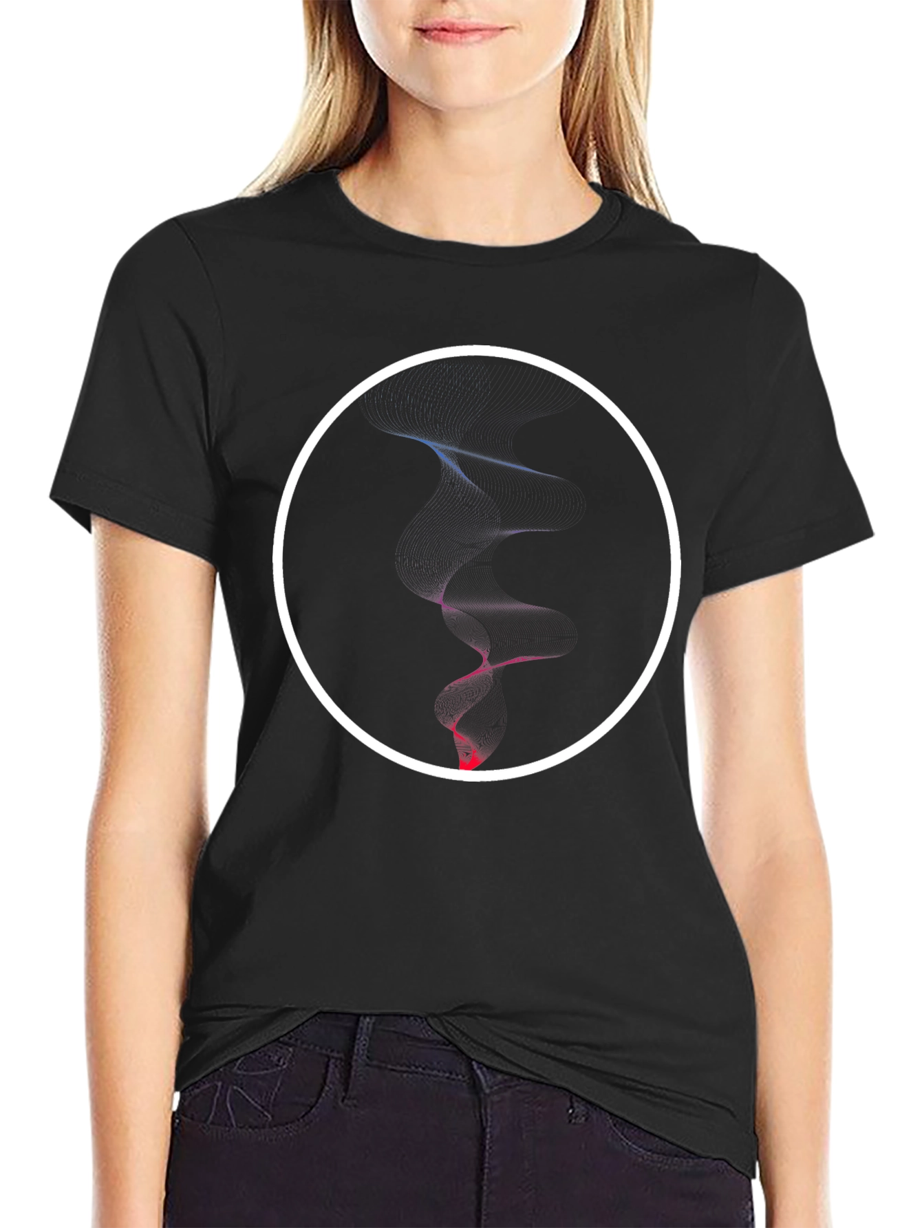 Black Abstract Graphic Print Black T-Shirt view 2