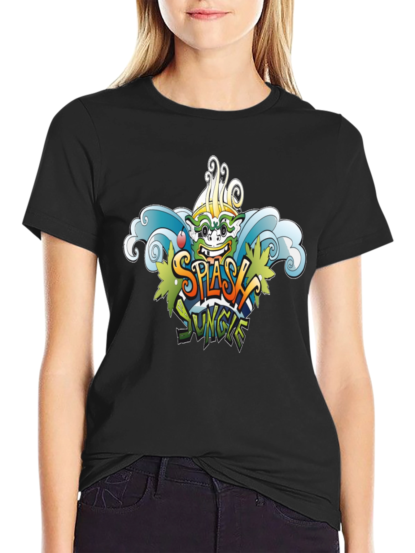 Black Splash Jungle Graphic T-Shirt view 2