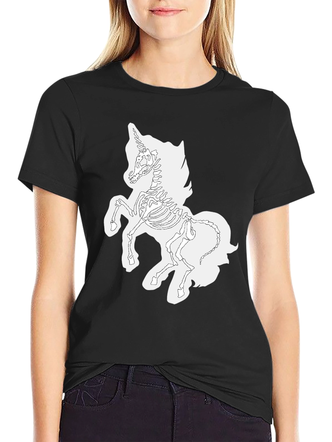 Black Unicorn Skeleton Graphic Tee - Black T-Shirt view 2
