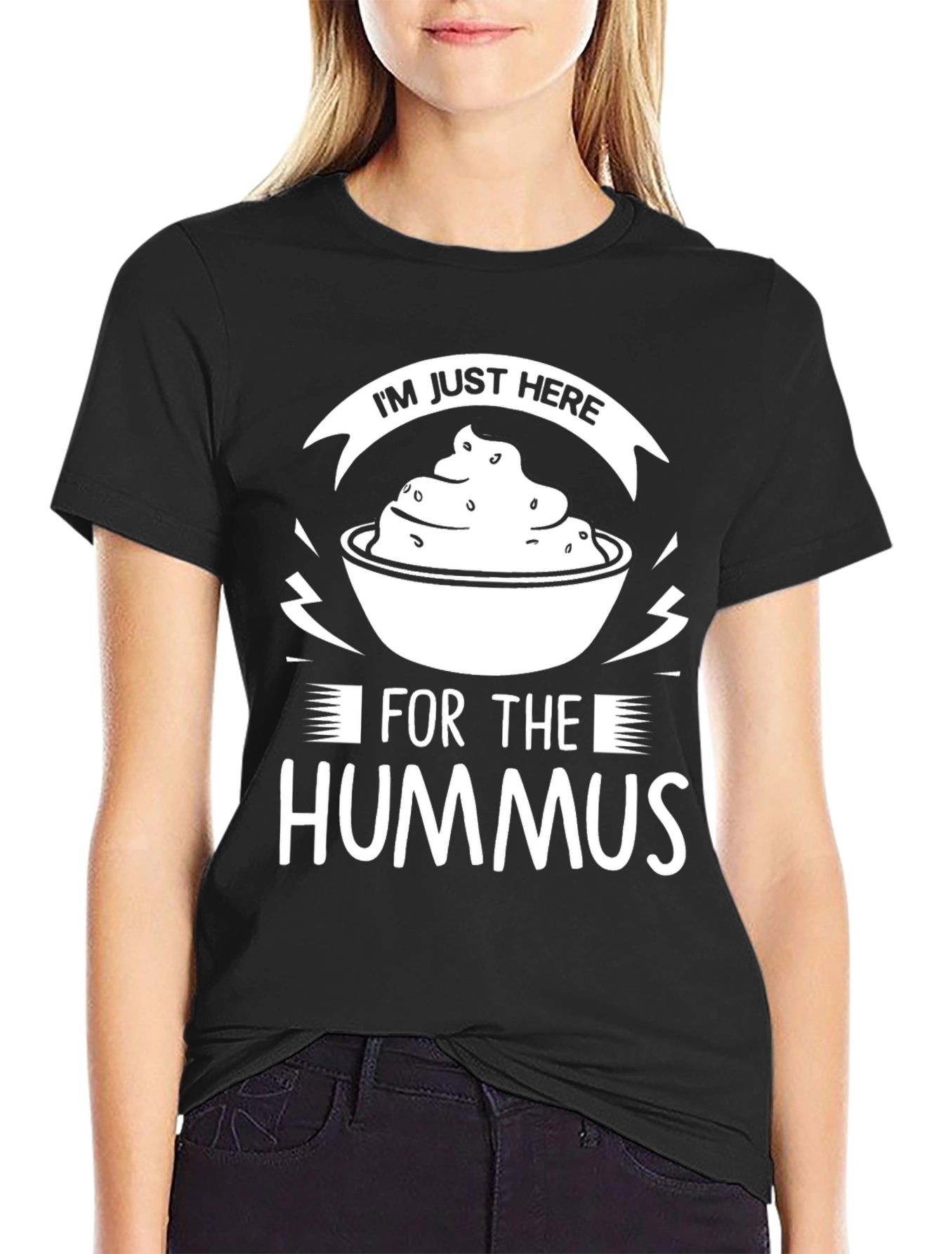 Black Hummus Lover T-Shirt - Funny Foodie Tee view 2