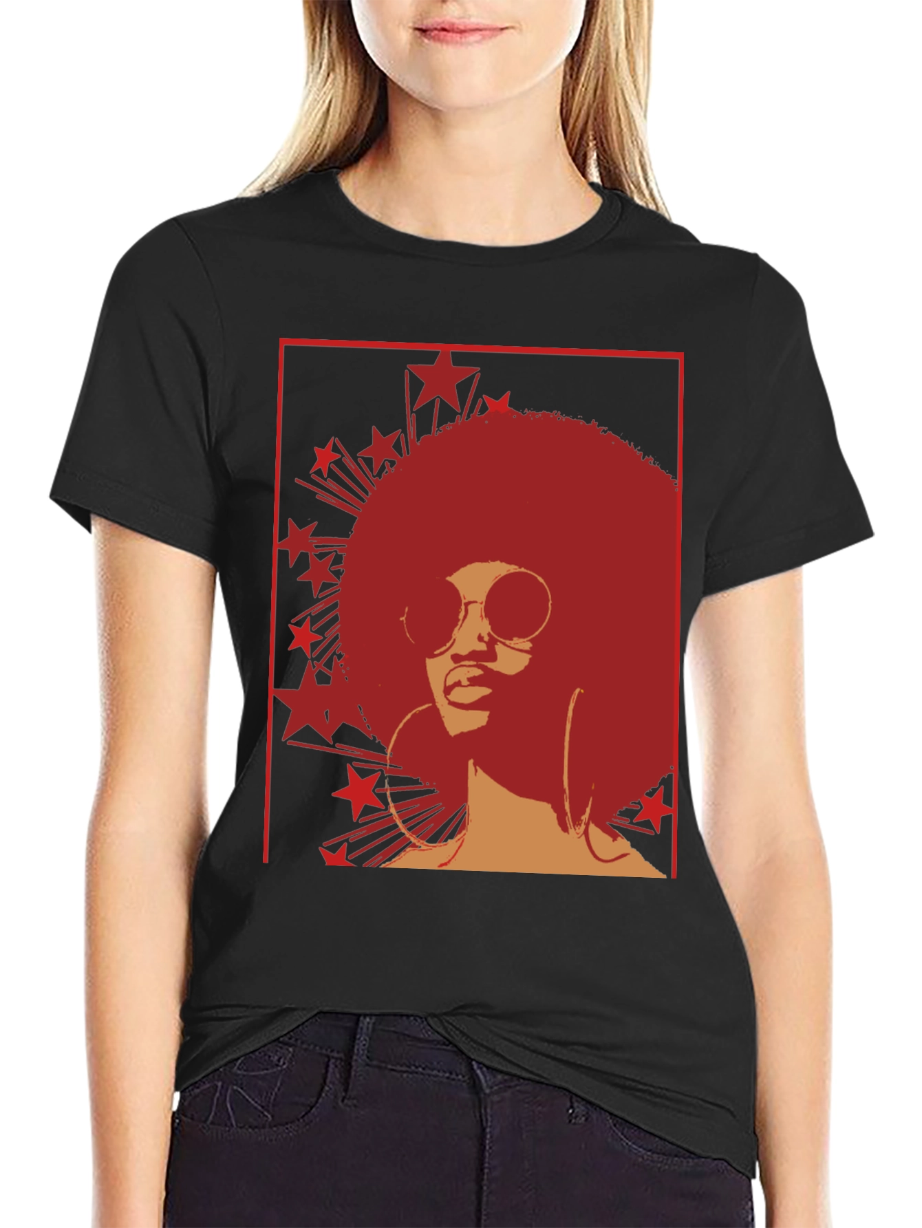 Retro Afro Star Graphic Tee - Cool Vintage Style - 2