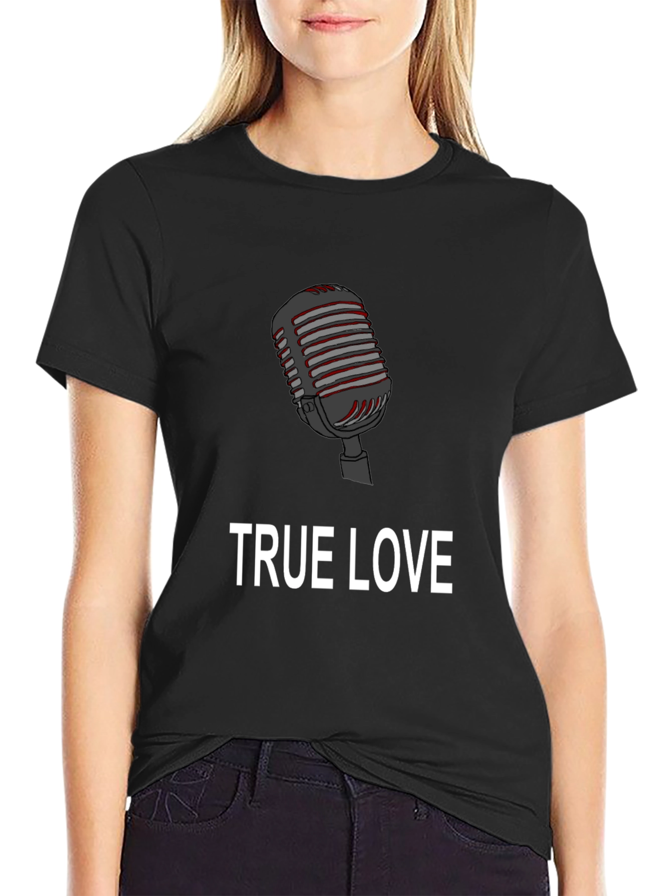 Black True Love Microphone Graphic Tee view 2