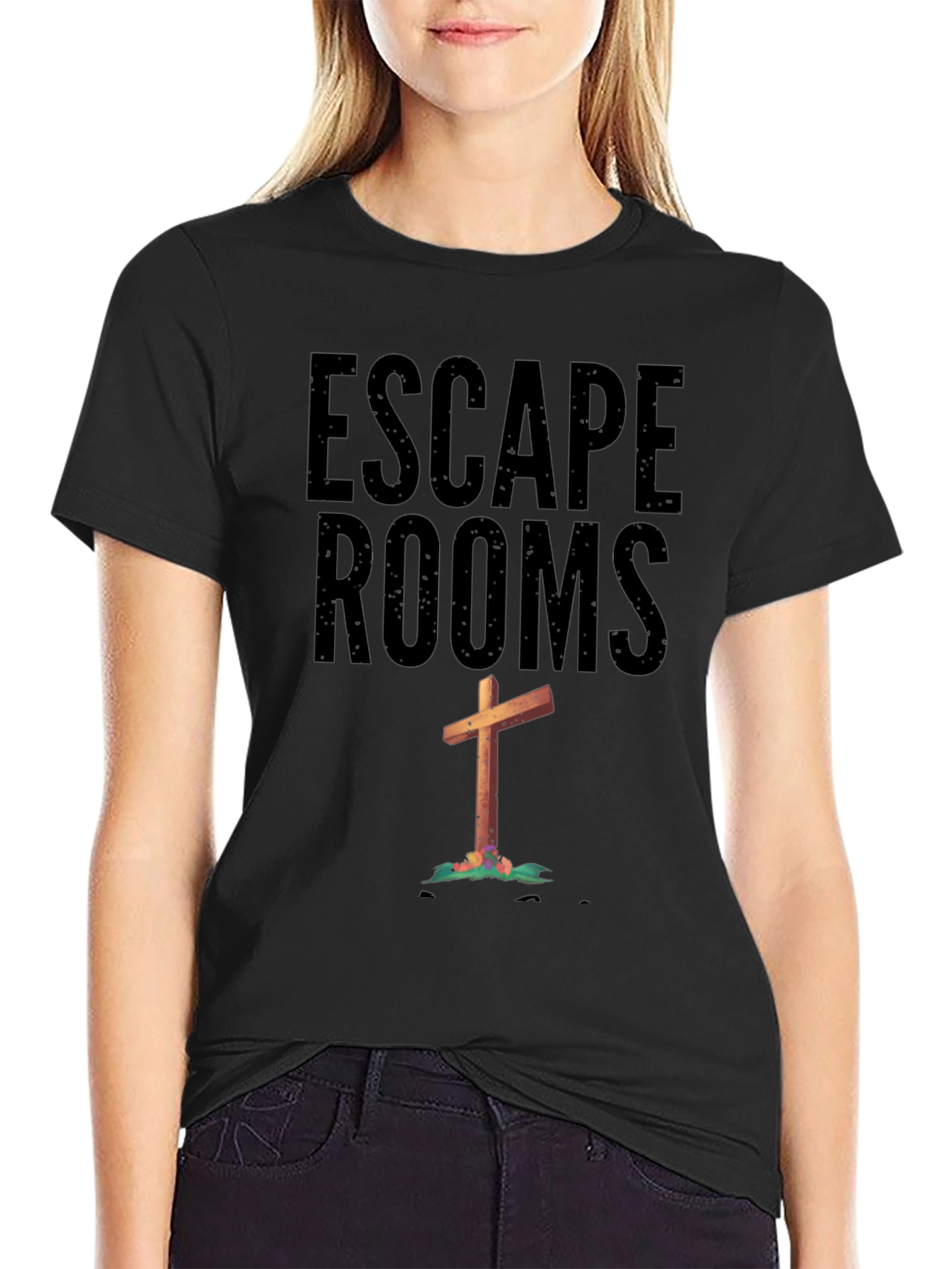 Black Escape Rooms Cross Graphic Tee view 2