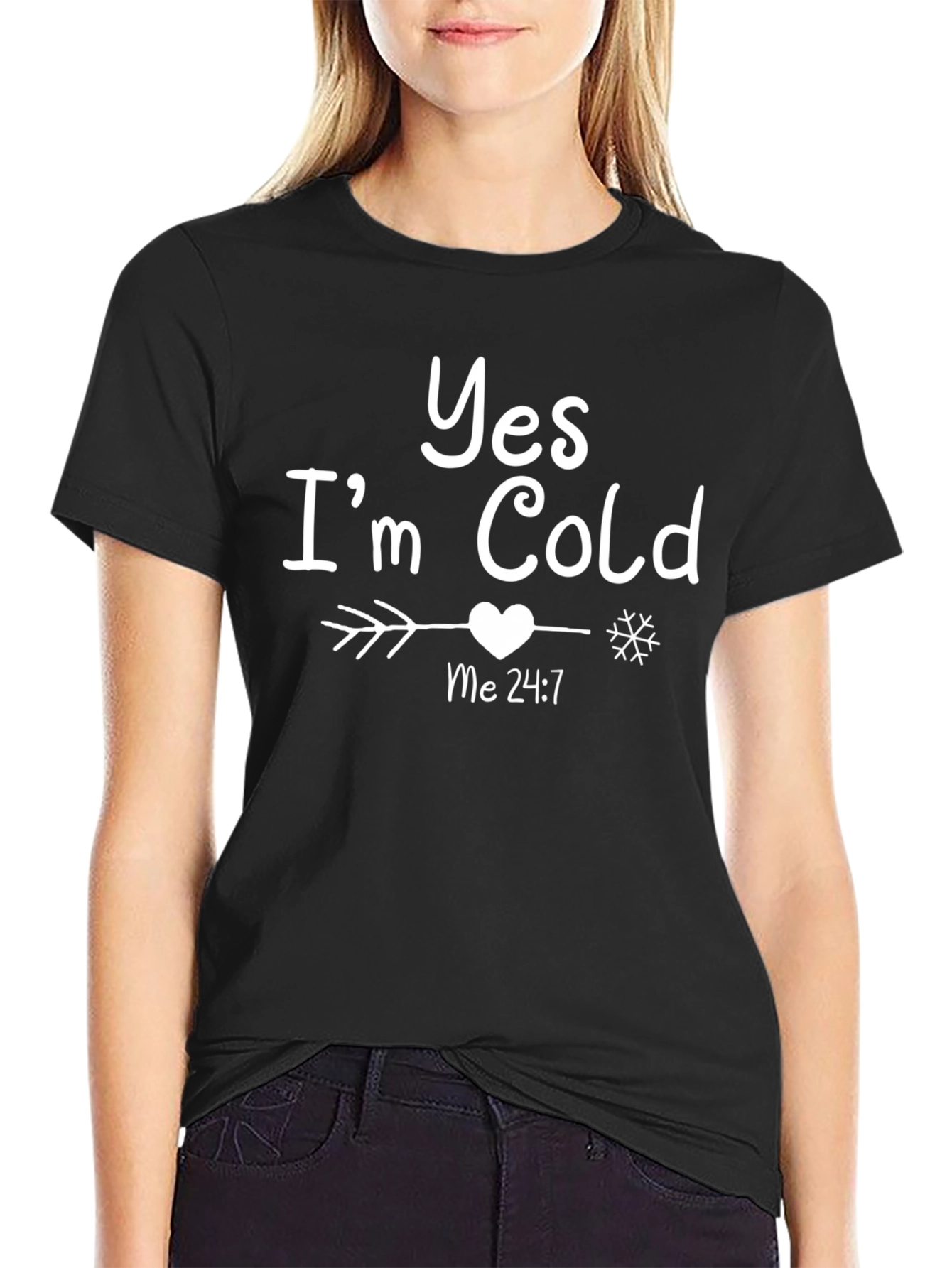 Black Yes I'm Cold T-Shirt - Cute Winter Apparel view 2