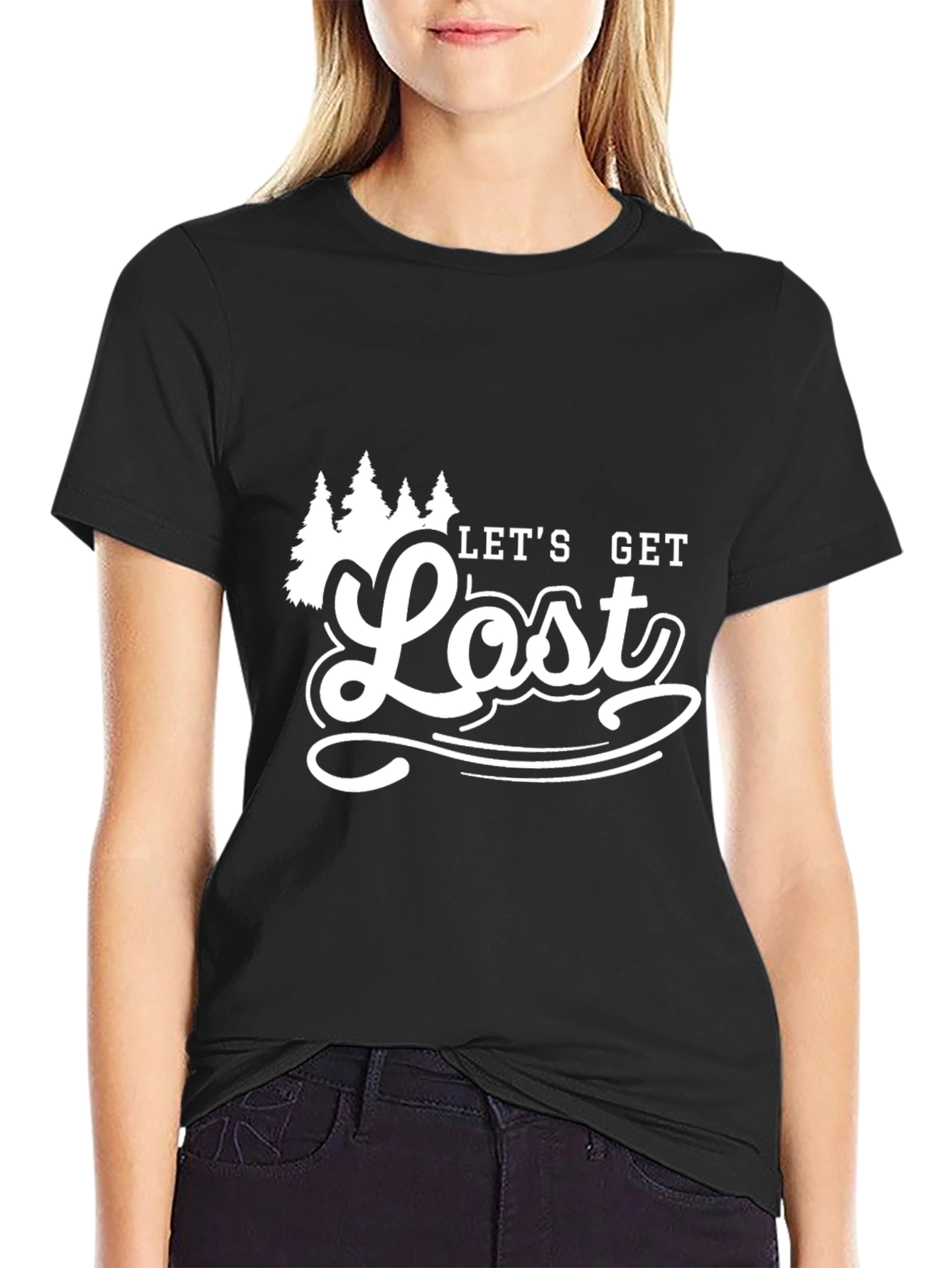 Black Let's Get Lost Graphic T-Shirt - Black view 2