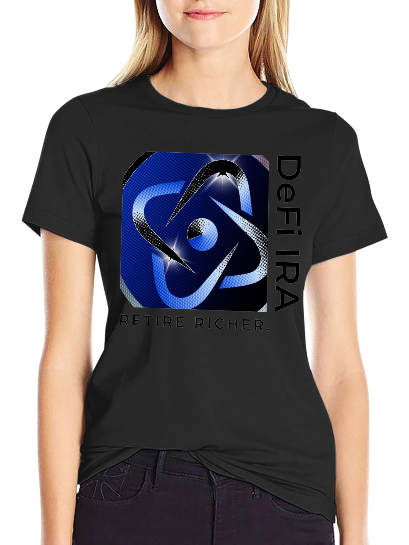 Black DeFi IRA Retire Richer Black T-Shirt view 2