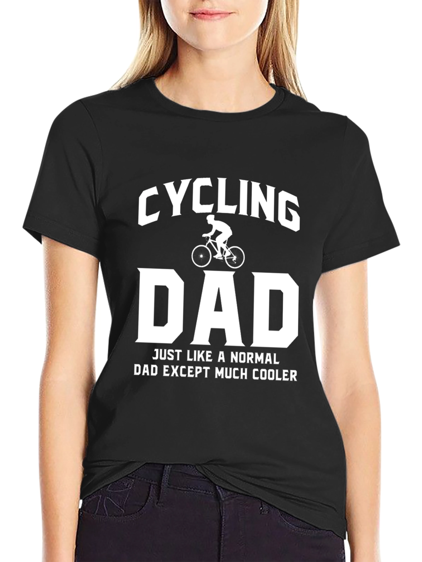 Black Cycling Dad Graphic T-Shirt - Cool Father's Day Gift view 2
