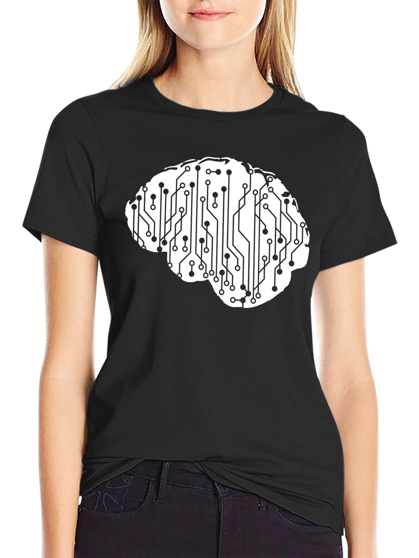 Black Circuit Brain Graphic Tee - Smart & Stylish view 2