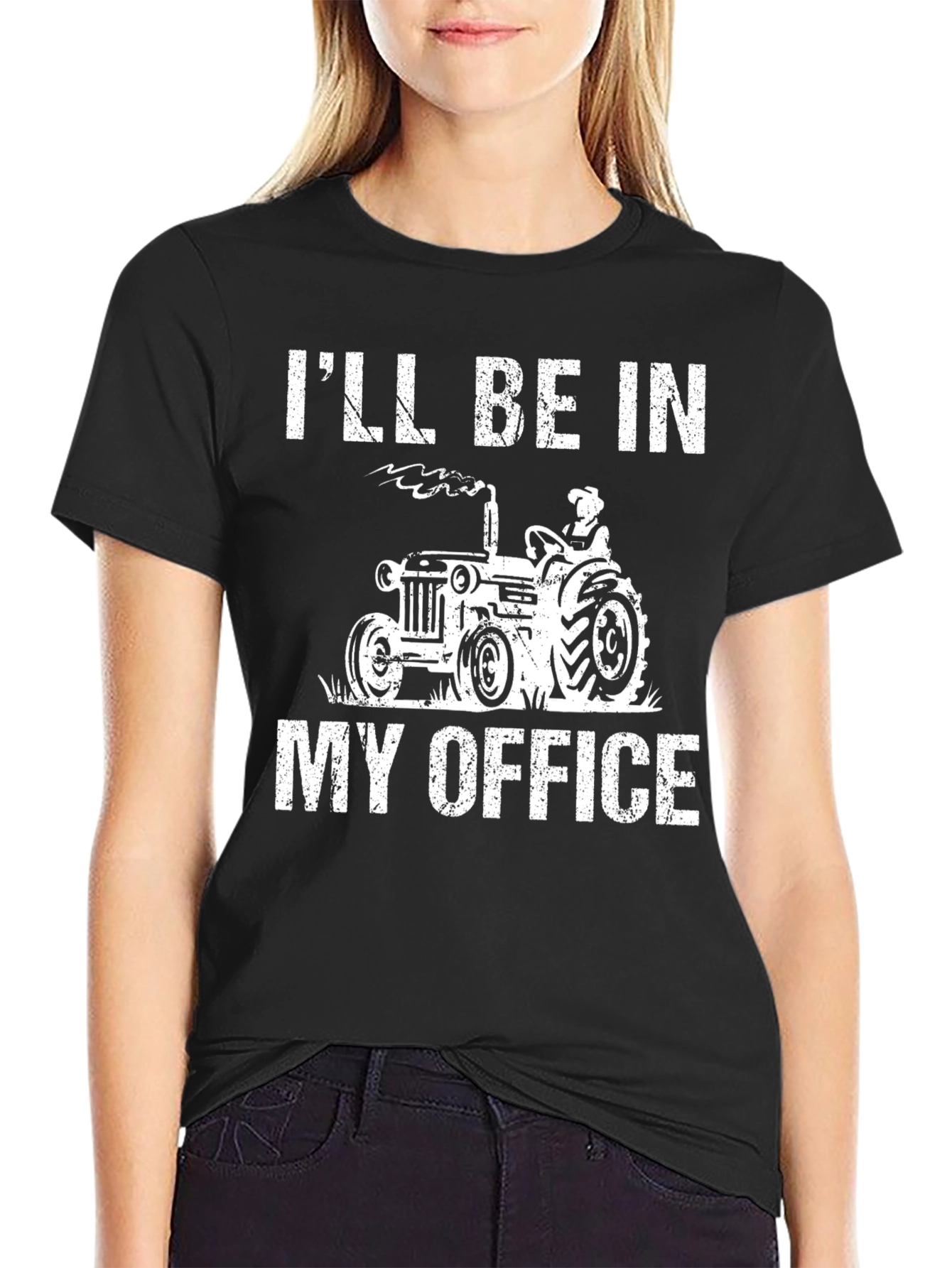 Black I'll Be In My Office Tractor T-Shirt - Funny Farm Tee view 2