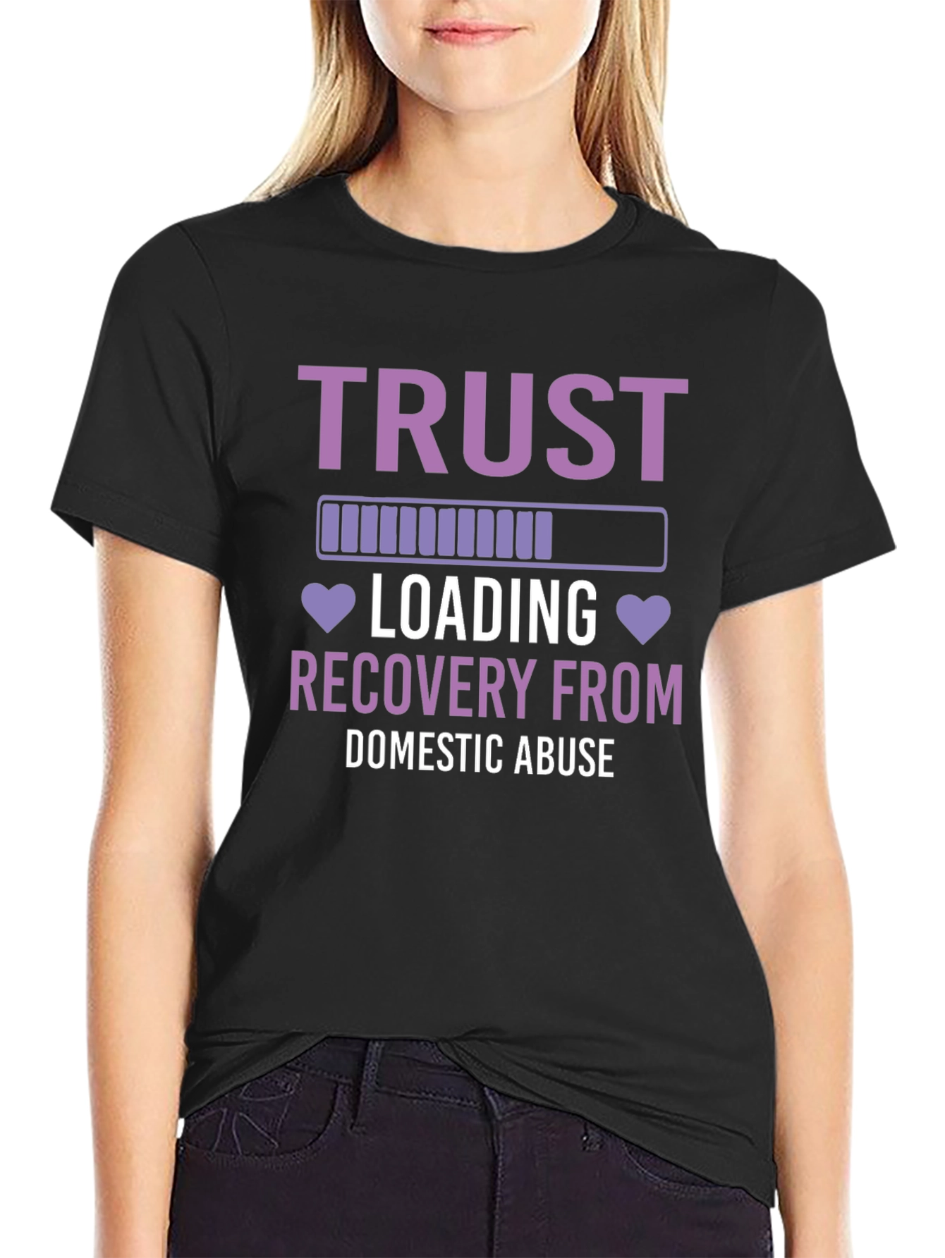 Black Trust Recovery Tee: Domestic Abuse Awareness view 2