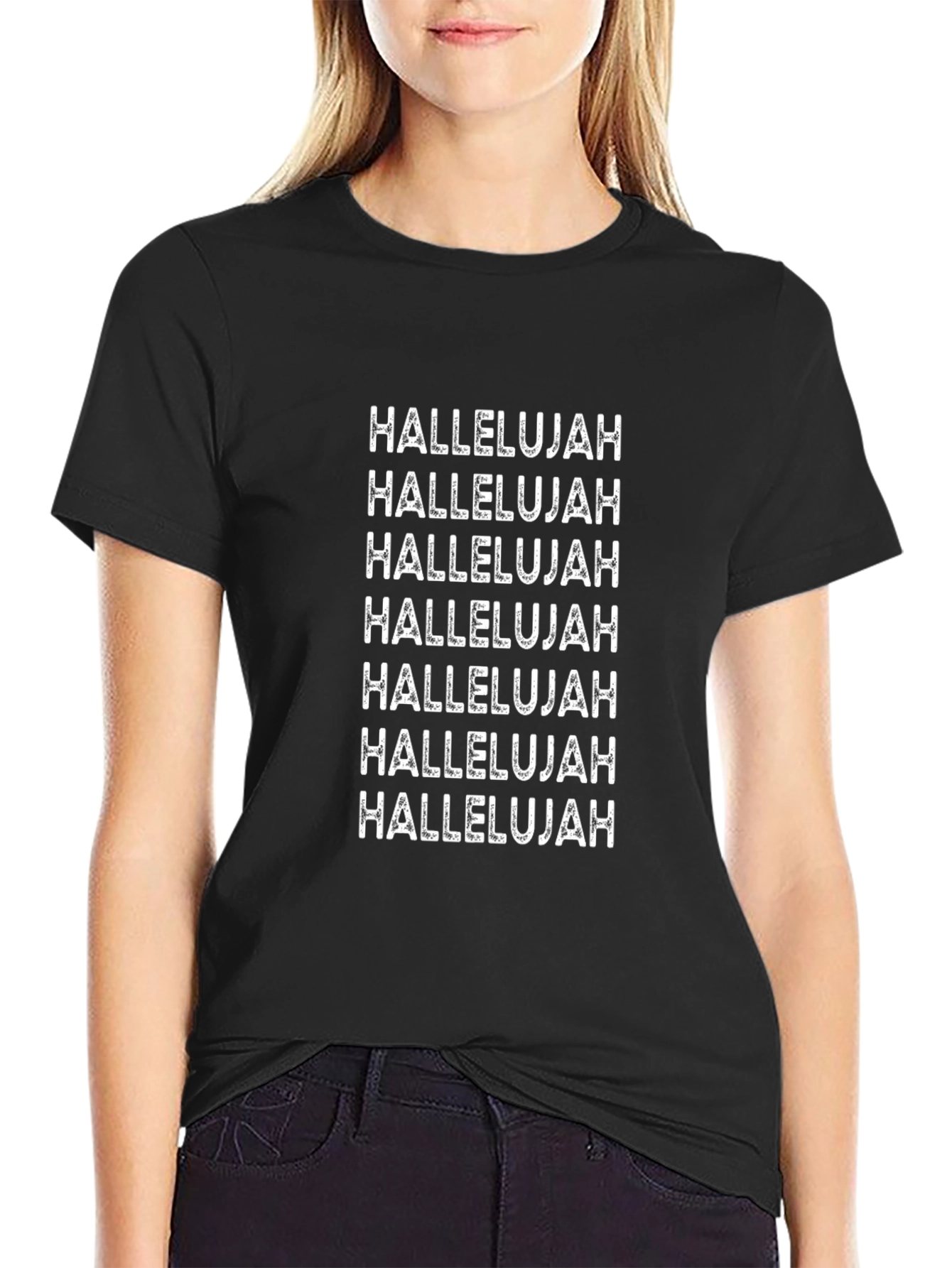 Black Hallelujah Graphic Print Black T-Shirt view 2
