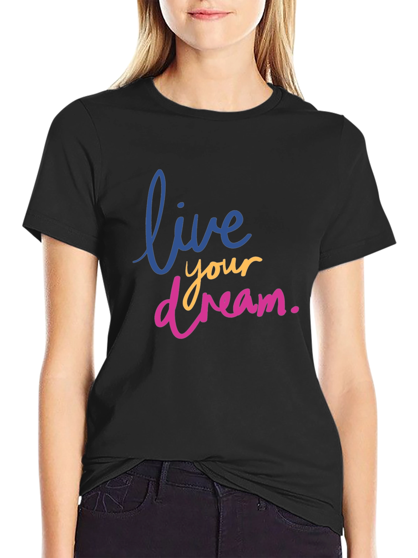 Black Live Your Dream T-Shirt - Black Graphic Tee view 2