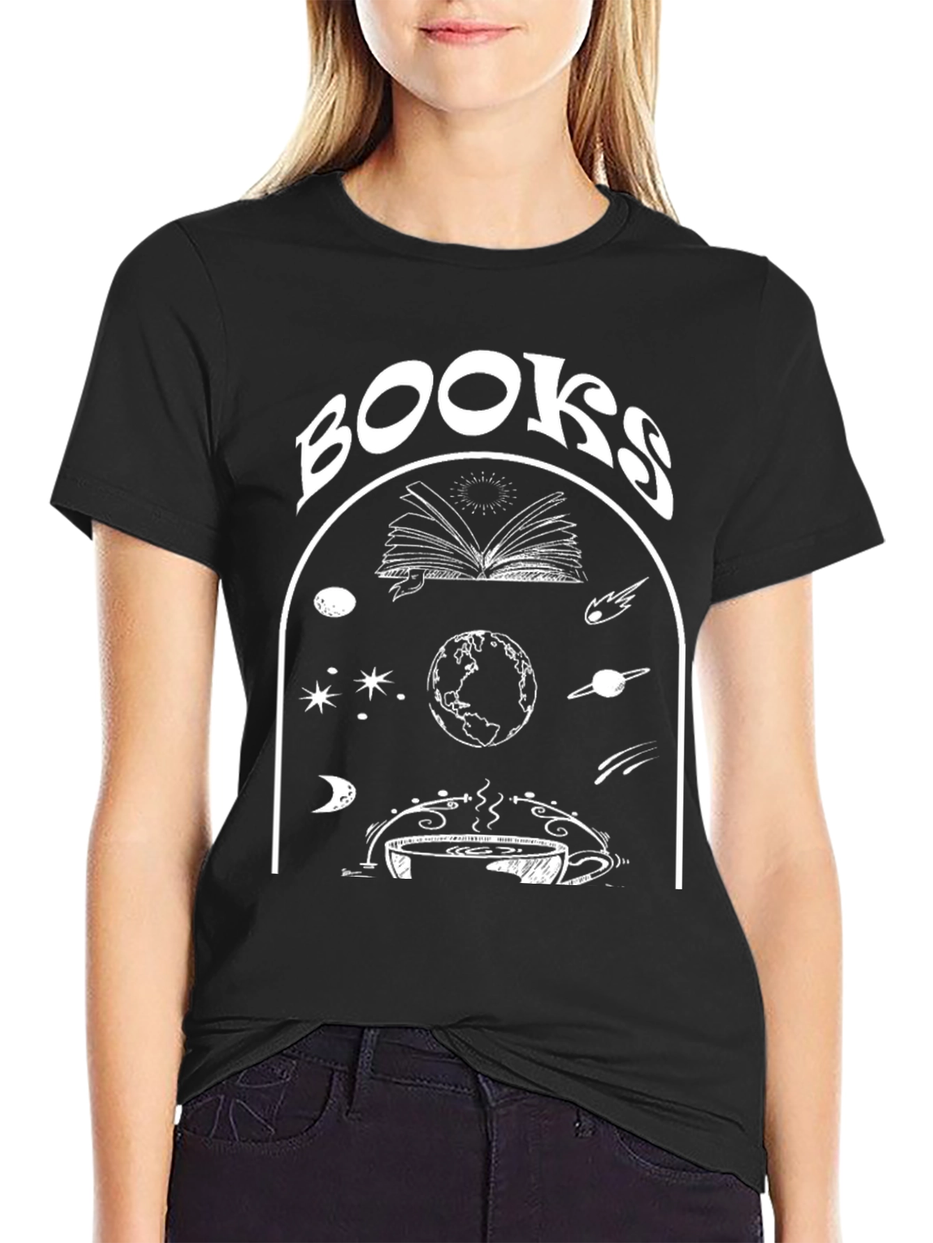 Black Books & Coffee T-Shirt - Cozy Reader Design view 2