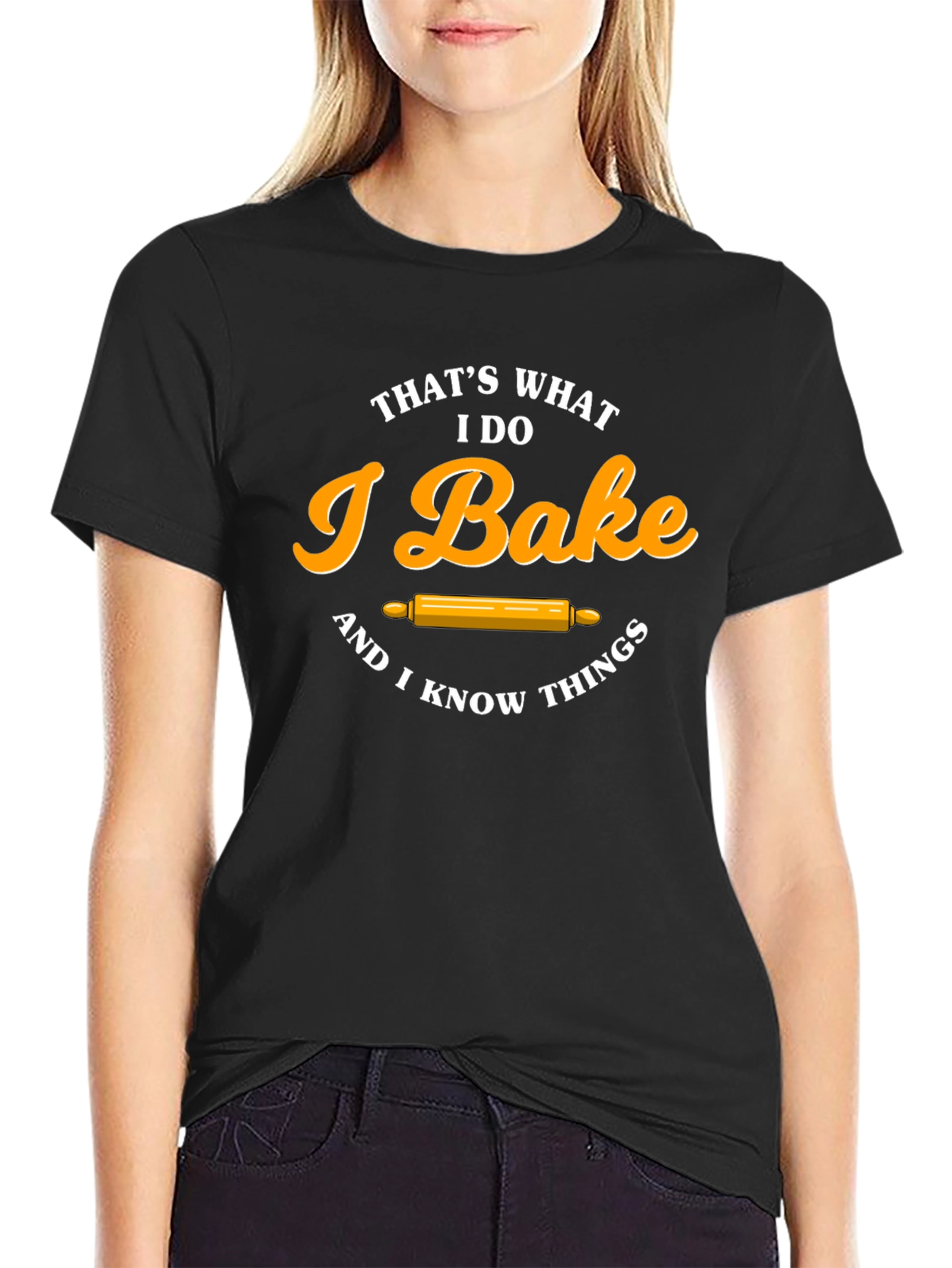 Black I Bake & I Know Things T-Shirt Funny Baker Tee view 2