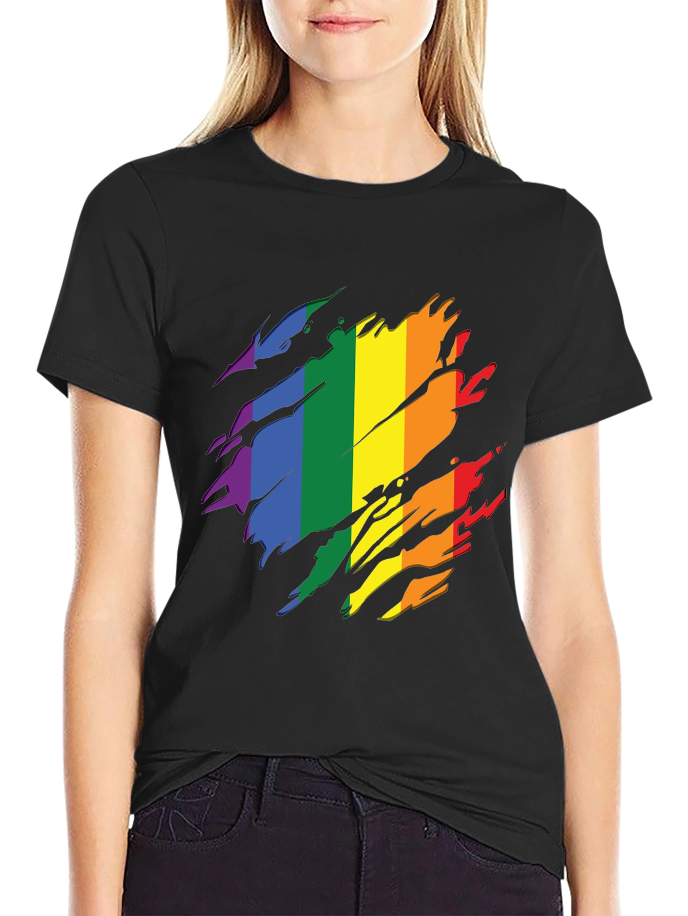 Pride Rainbow Graphic Tee - Stylish Black T-Shirt - 2