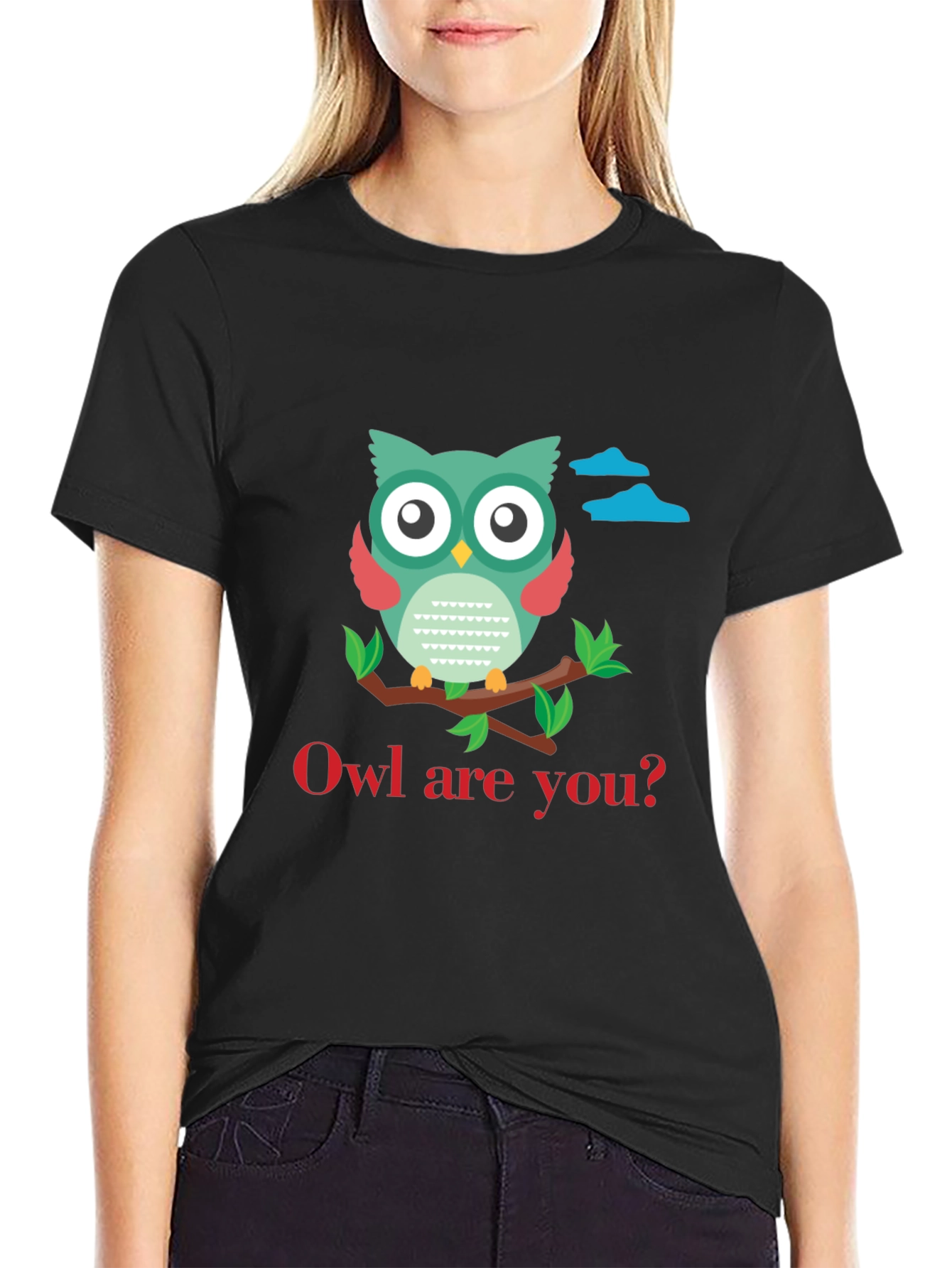 Black Owl Are You T-Shirt - Cute Graphic Tee view 2
