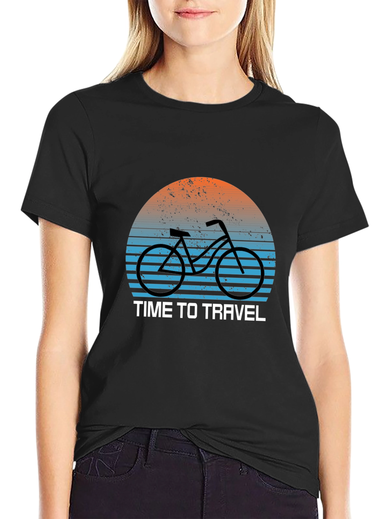 Black Time to Travel Bike Graphic T-Shirt view 2