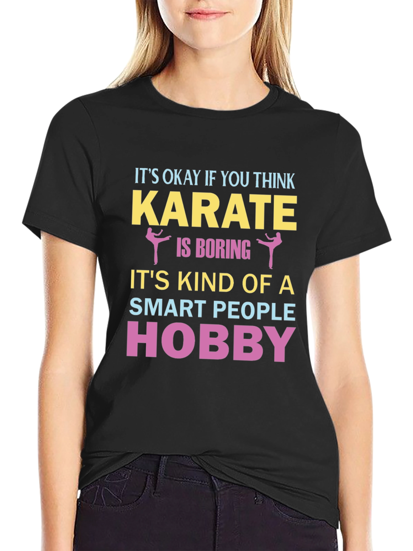 Black Karate Hobby T-Shirt - Smart People Design view 2
