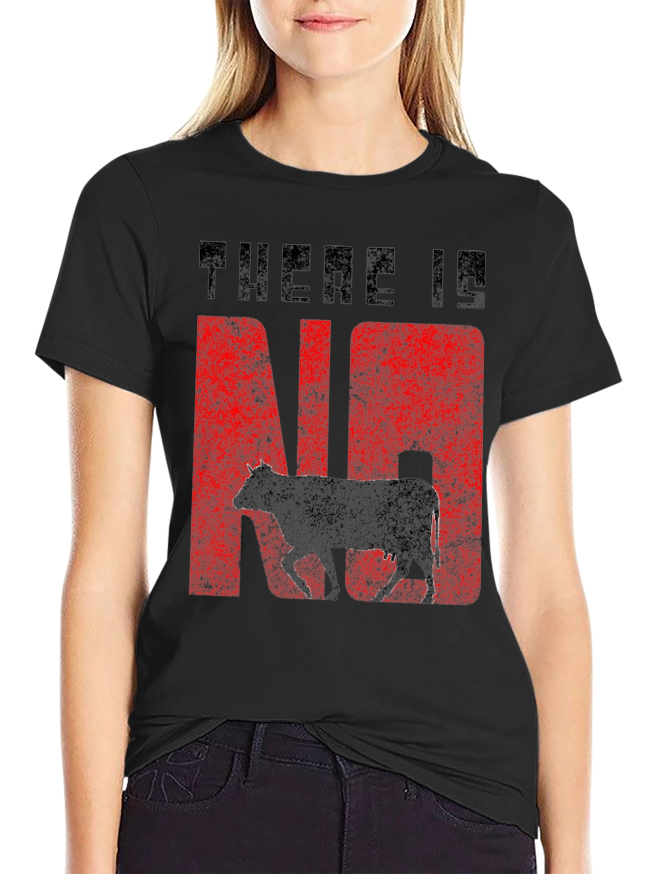 Black There Is No Cow Funny Graphic Tee view 2