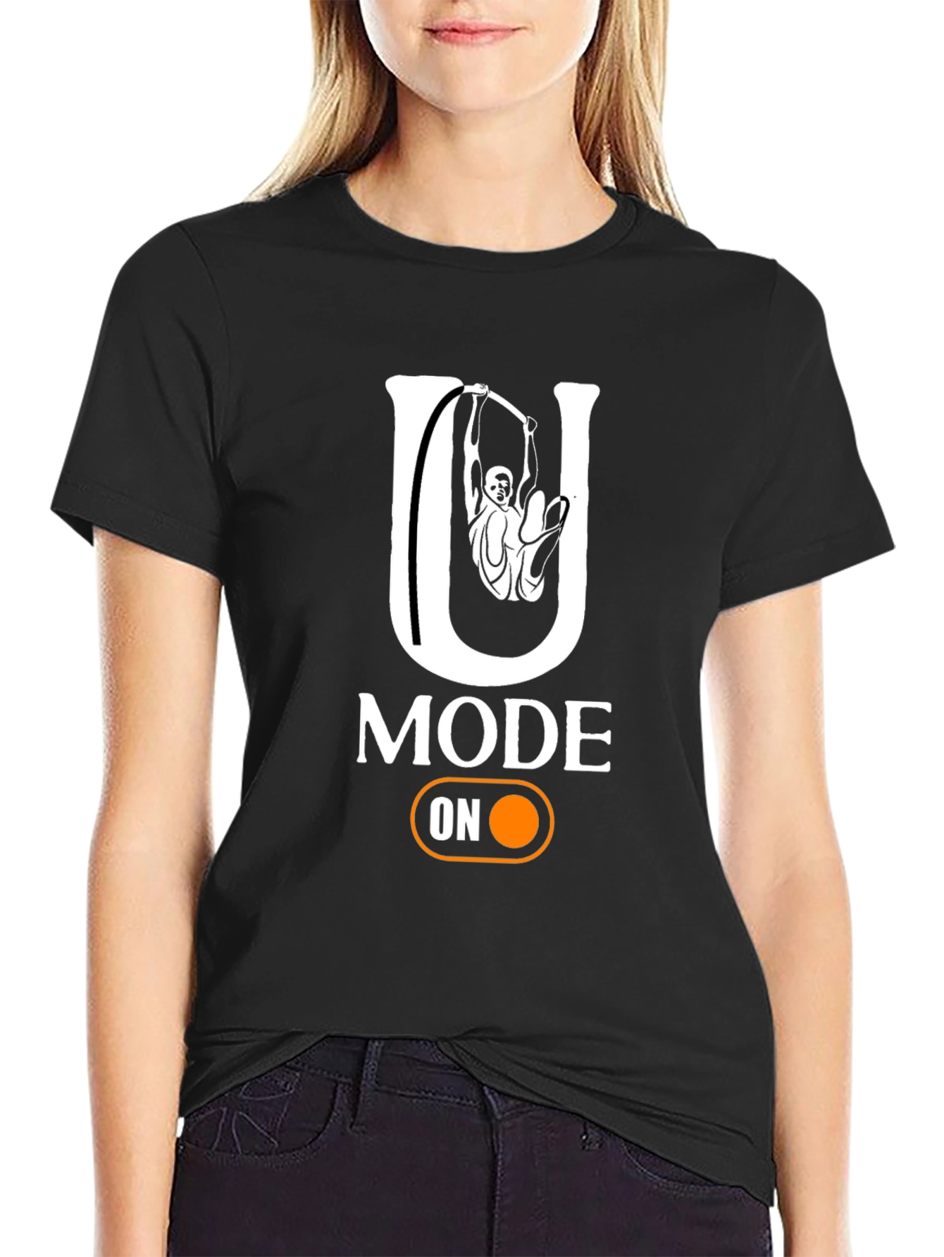 Black U Mode On Black T-Shirt view 2