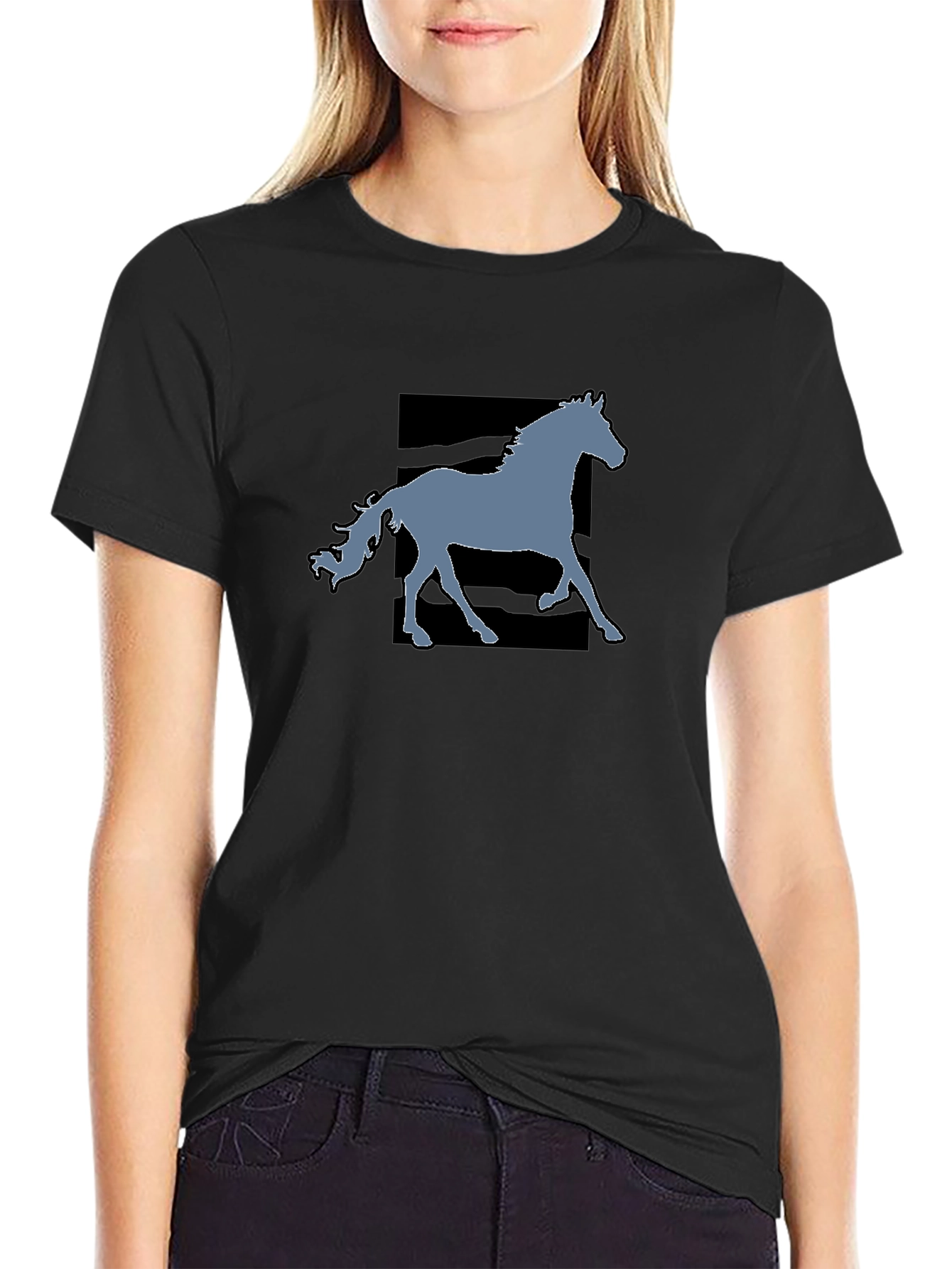 Black Black Horse Graphic Tee - Stylish Men's Casual T-Shirt view 2
