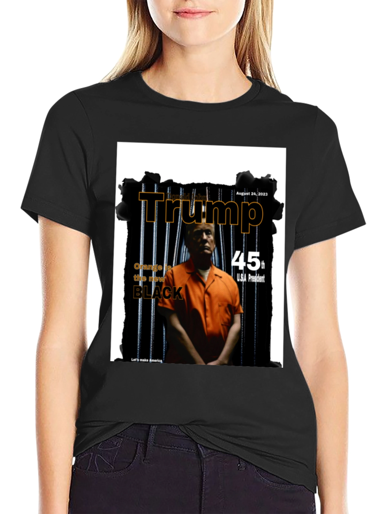 Black Trump Mugshot T-Shirt - Political Statement Tee view 2