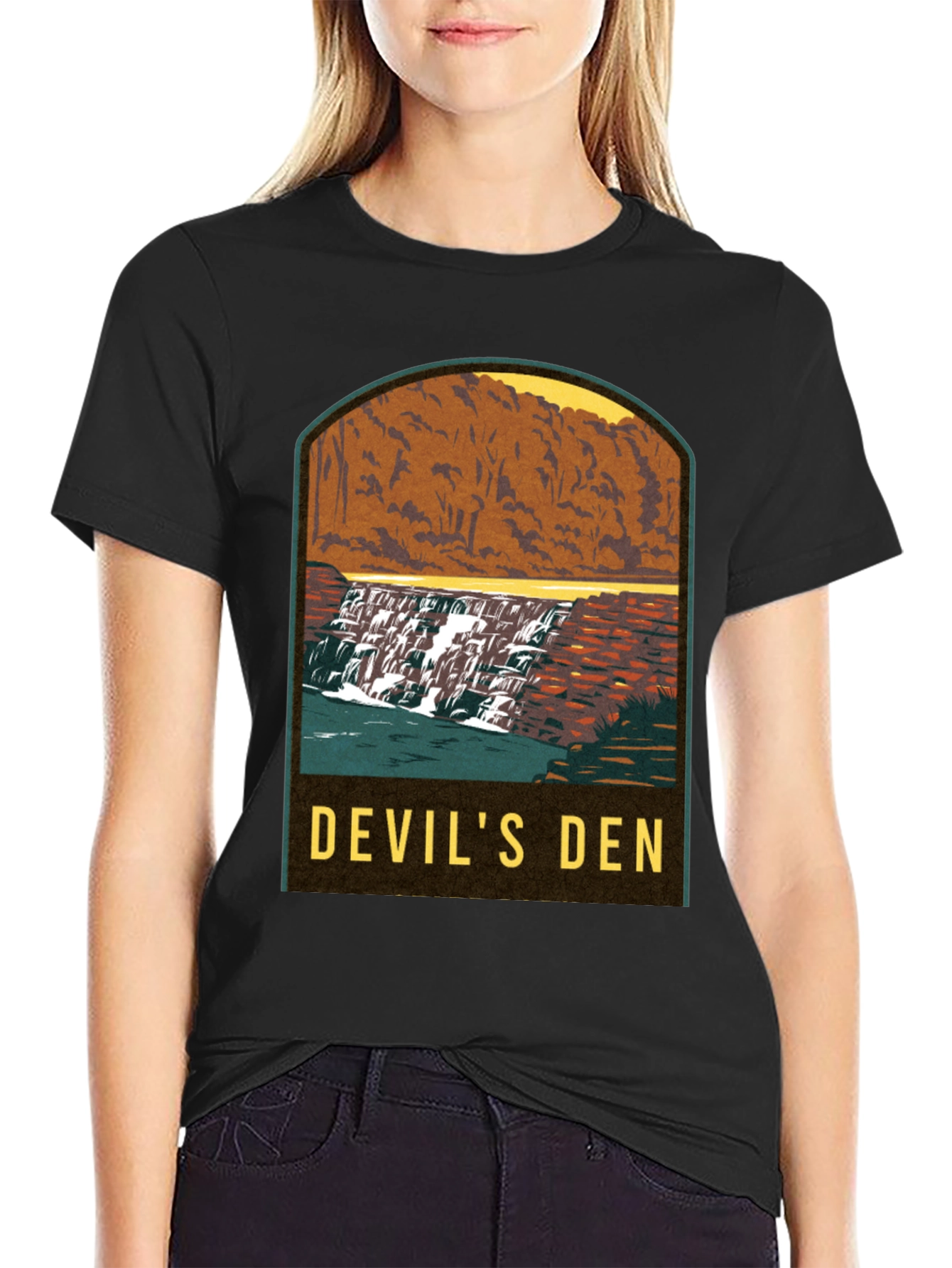 Black Devil's Den Waterfall Graphic Tee - Black view 2