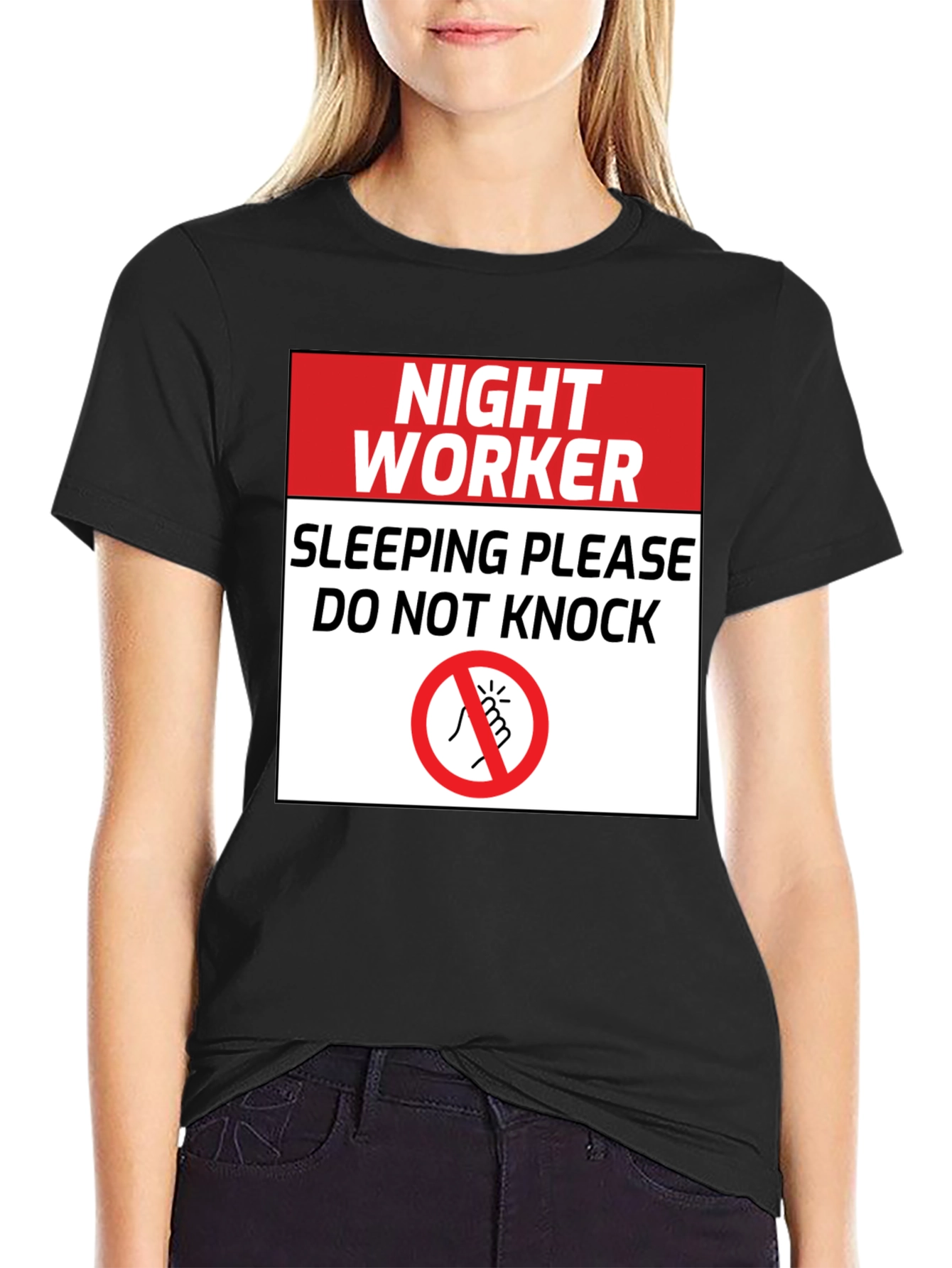 Black Night Worker Sleeping - Do Not Knock Graphic Tee view 2