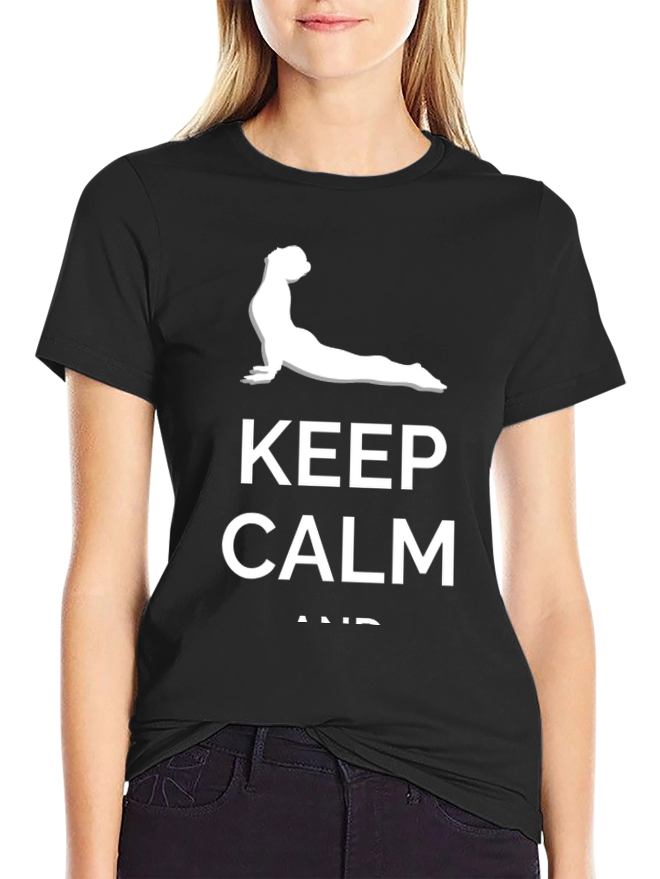 Black Keep Calm Yoga Dog T-Shirt - Black view 2