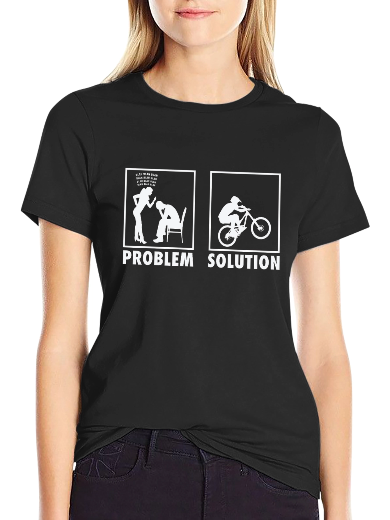 Black Problem Solution Biker Graphic T-Shirt view 2