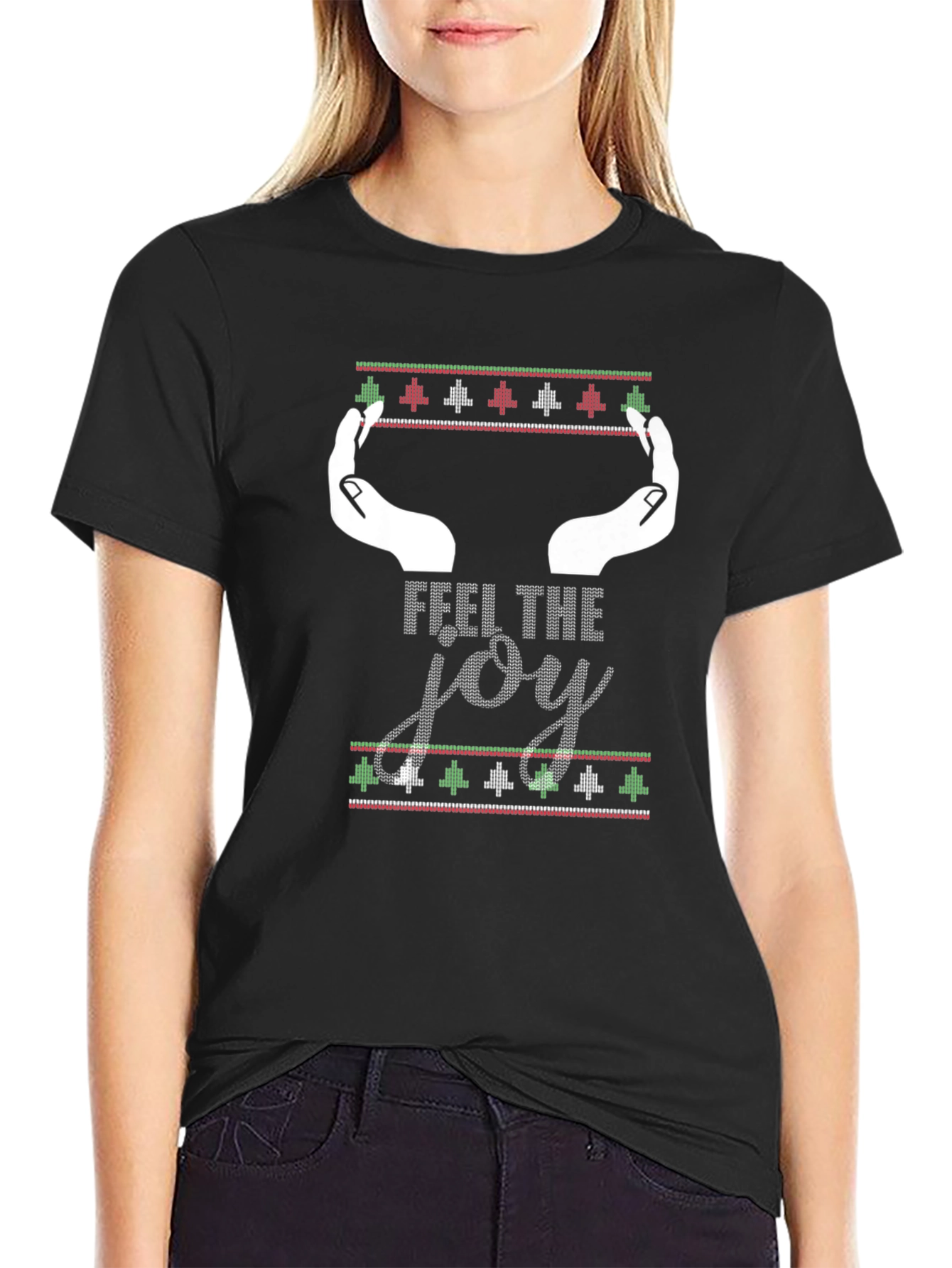 Black Feel The Joy Holiday T-Shirt view 2