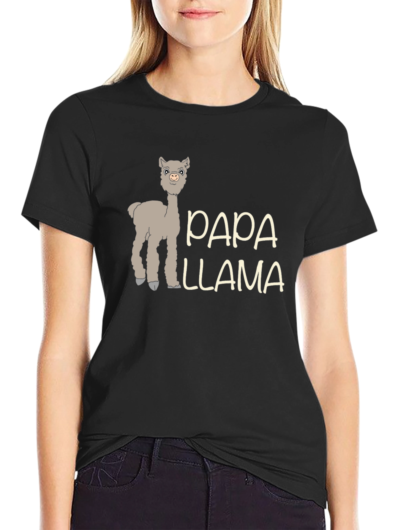 Black Papa Llama Graphic Tee - Men's Black T-Shirt view 2
