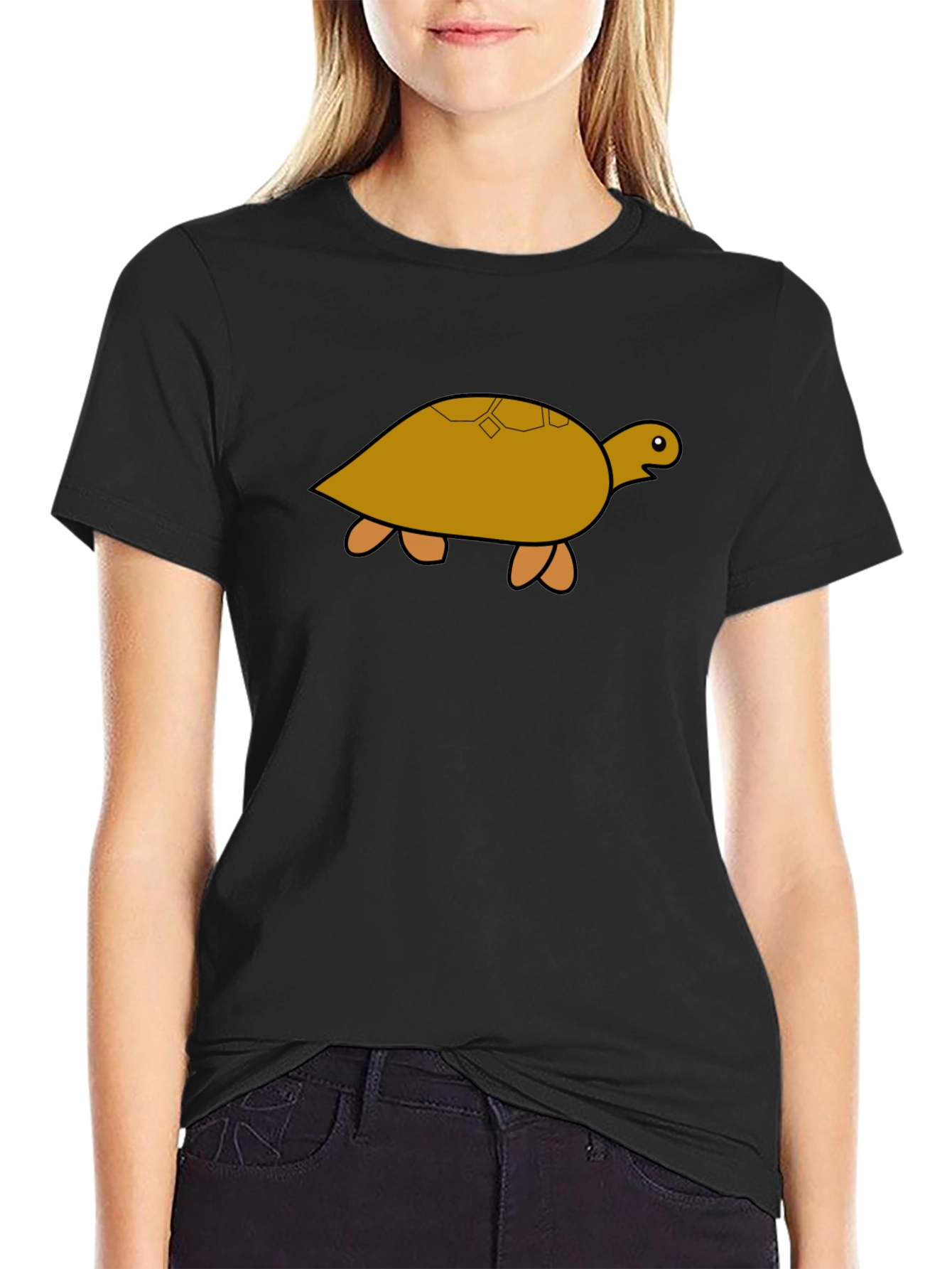 Black Turtle Graphic Tee - Black Cotton T-Shirt view 2