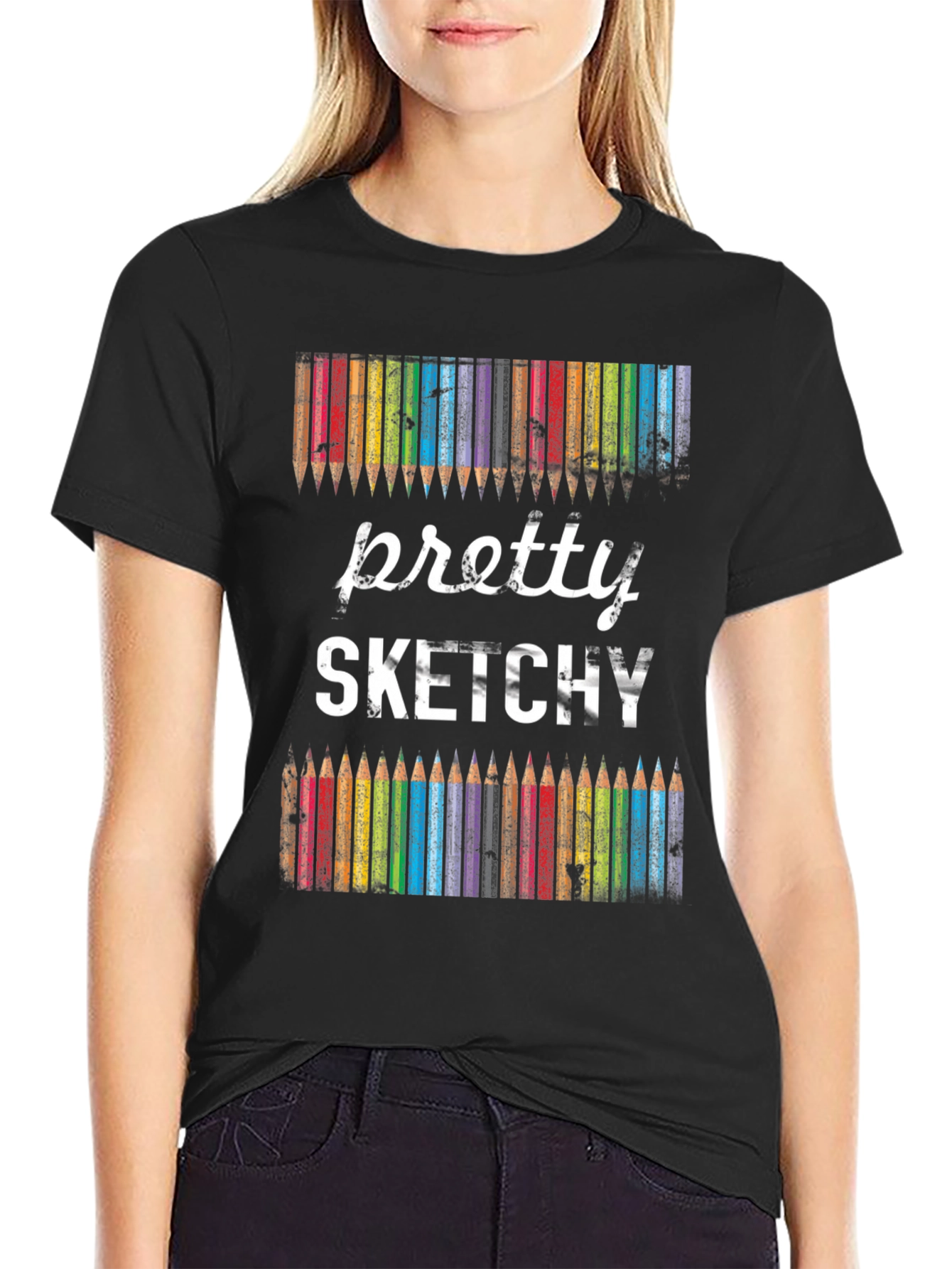 Black Pretty Sketchy Graphic Tee view 2