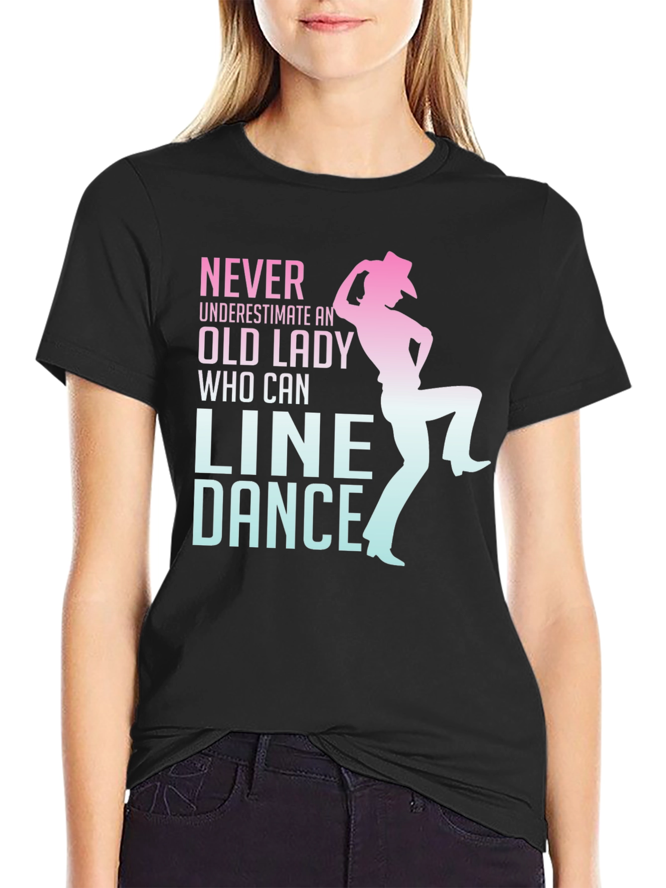Black Line Dance Old Lady Graphic Tee view 2