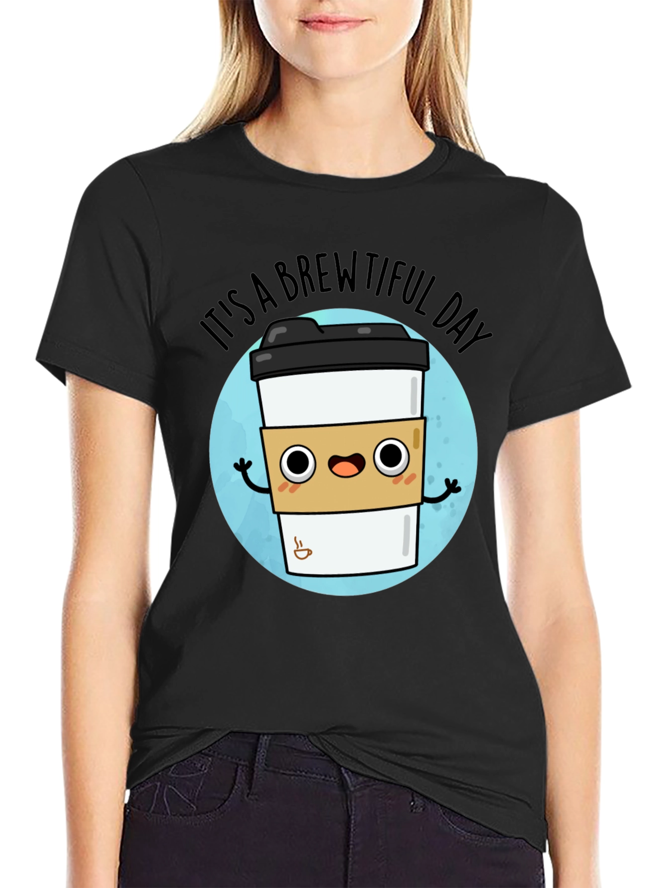 Black Brewtiful Day Graphic T-Shirt - Coffee Lover Tee view 2