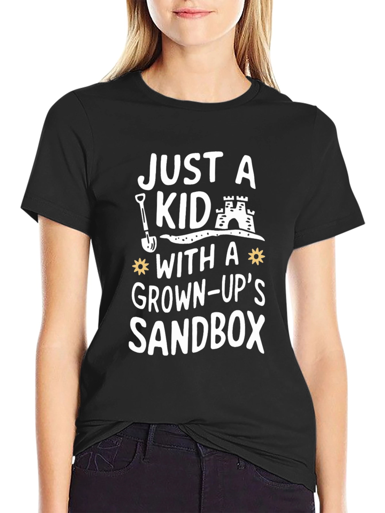 Black Just A Kid In a Grown-Up's Sandbox Novelty Graphic Tee view 2