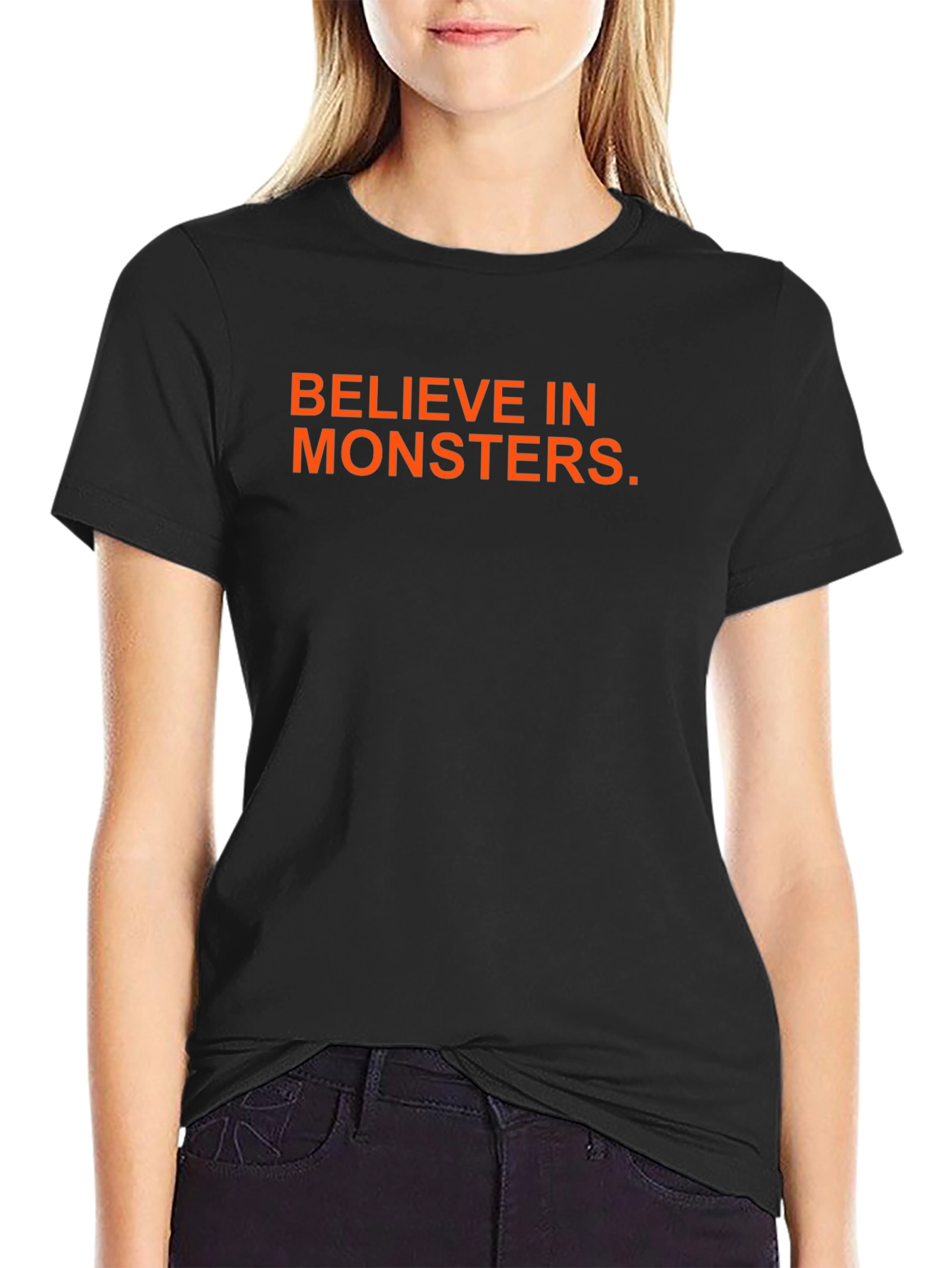 Black Believe in Monsters Black T-Shirt view 2