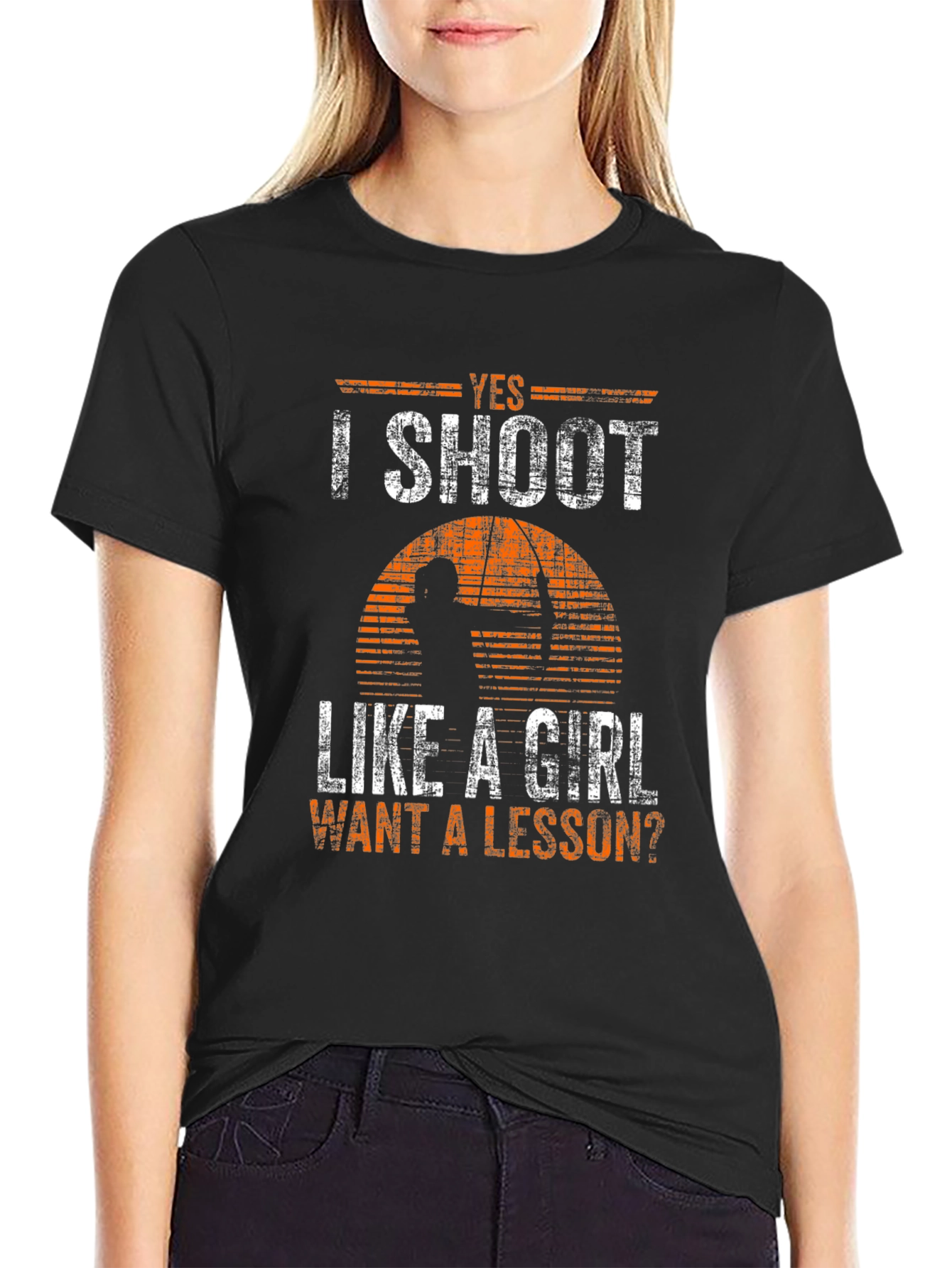 Black Yes I Shoot Like a Girl T-Shirt view 2