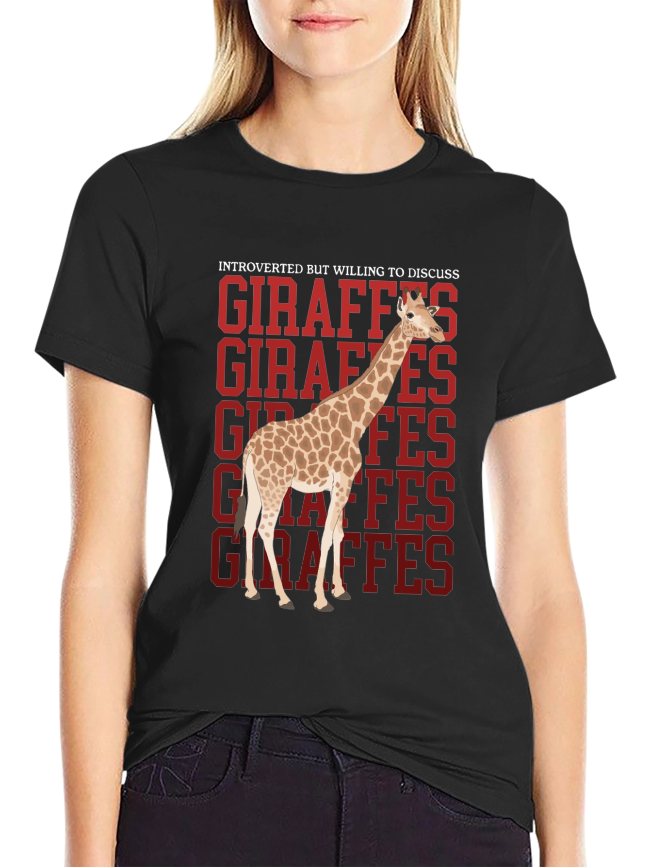 Black Introverted Giraffe T-Shirt view 2